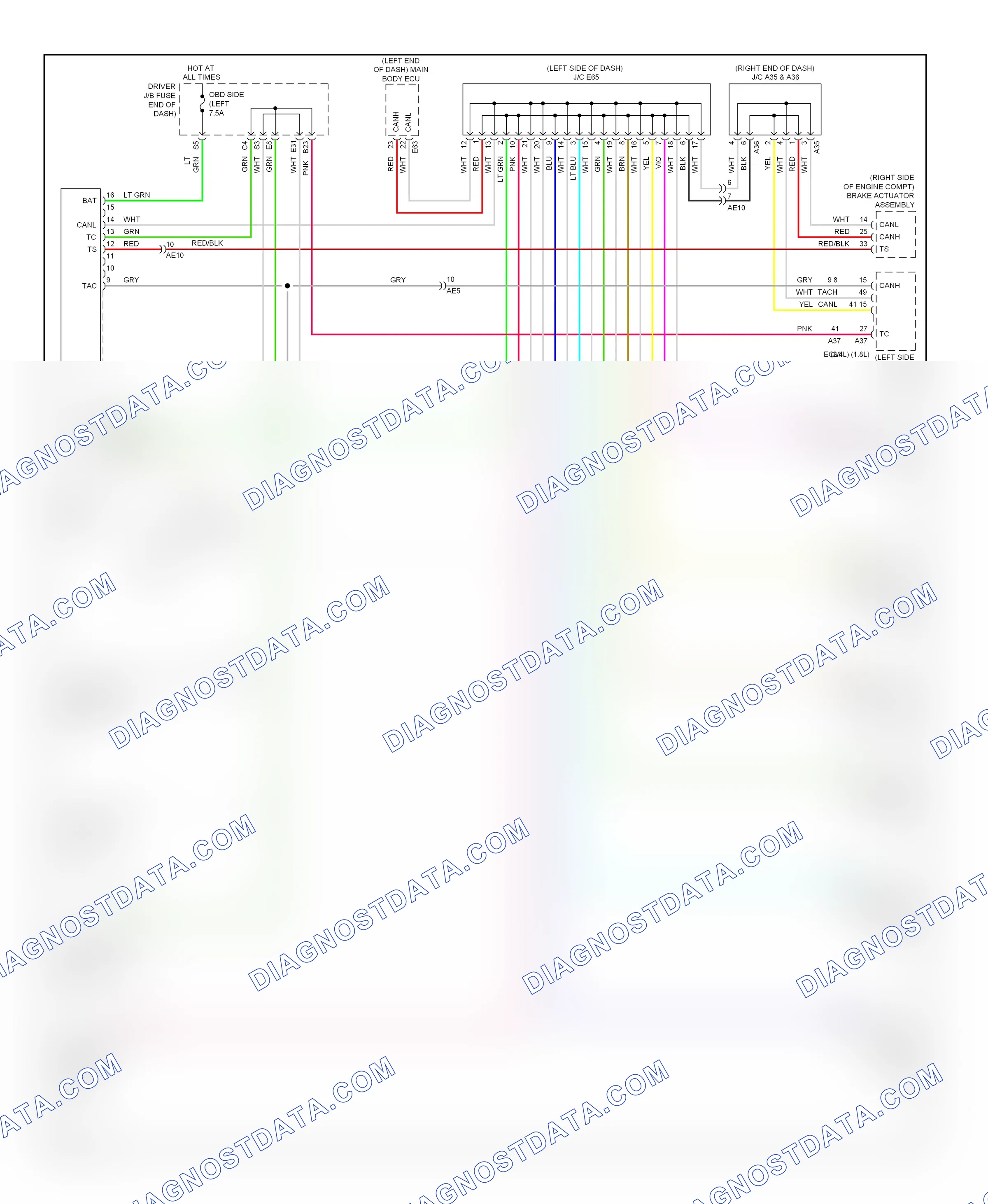Computer data lines — Computer data lines circuit — Computer data lines circuit. Toyota Matrix E140 (2008-2014)