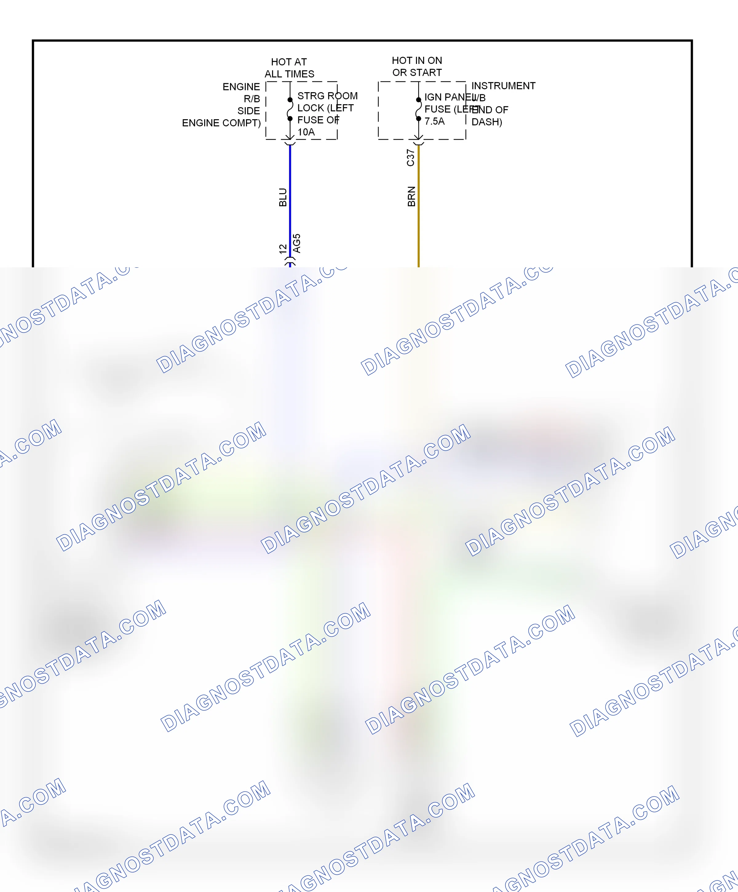 Shift interlock — Steering column circuit, except ev — Steering column circuit, except ev. Toyota RAV4 IV (2012-2015)