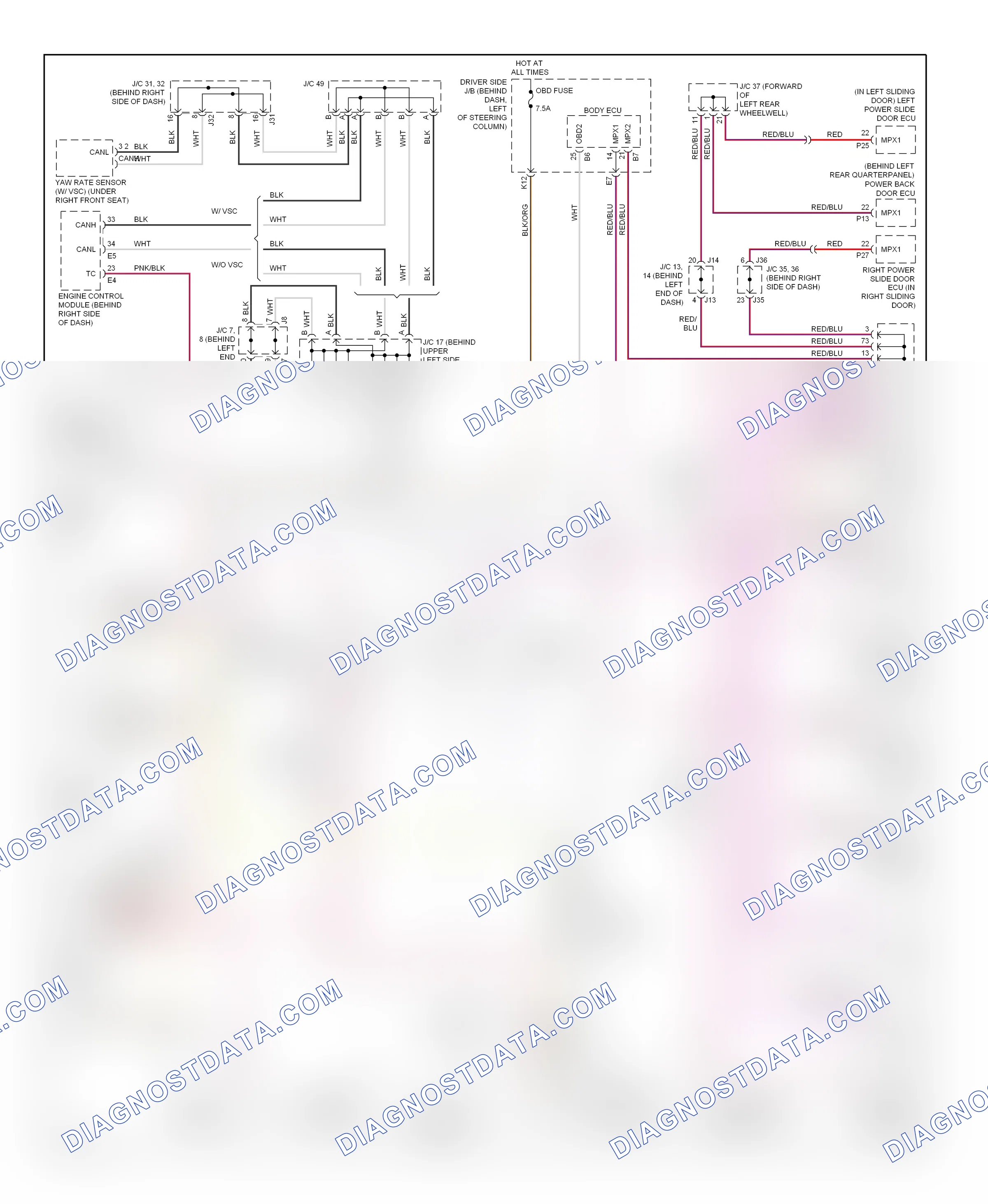 Computer data lines — Computer data lines circuit — Computer data lines circuit. Toyota Sienna II facelift (2005-2010)