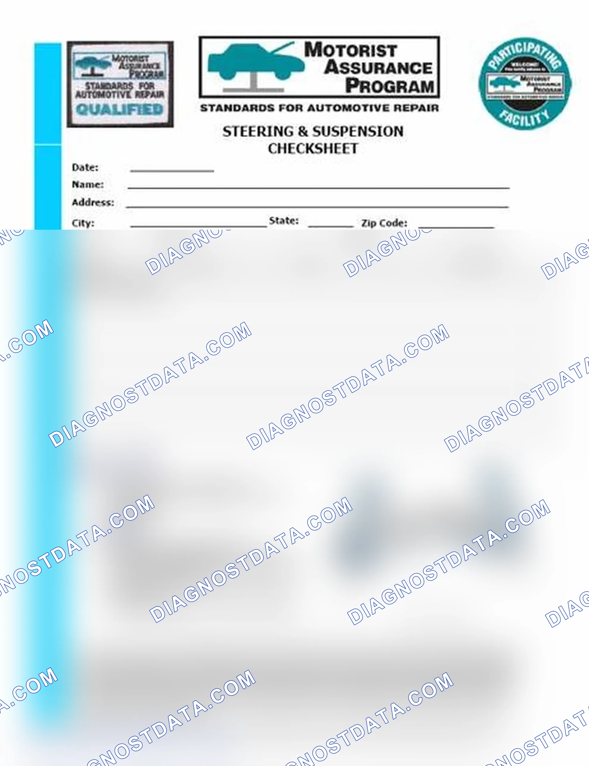 Scheme 11: Steering & Suspension Checksheet (1 Of 2)