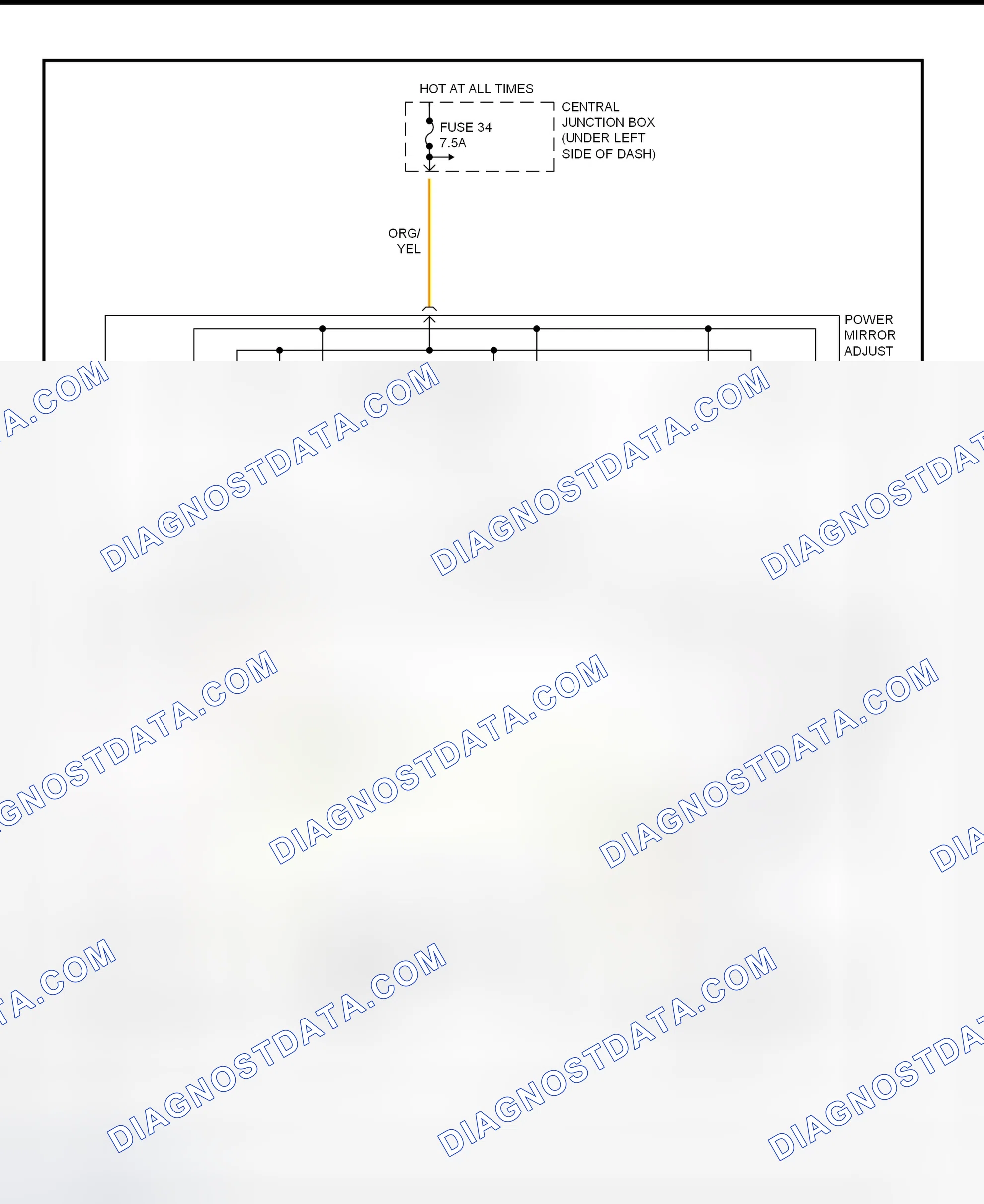 Scheme 3: Power Mirror System Wiring Diagram
