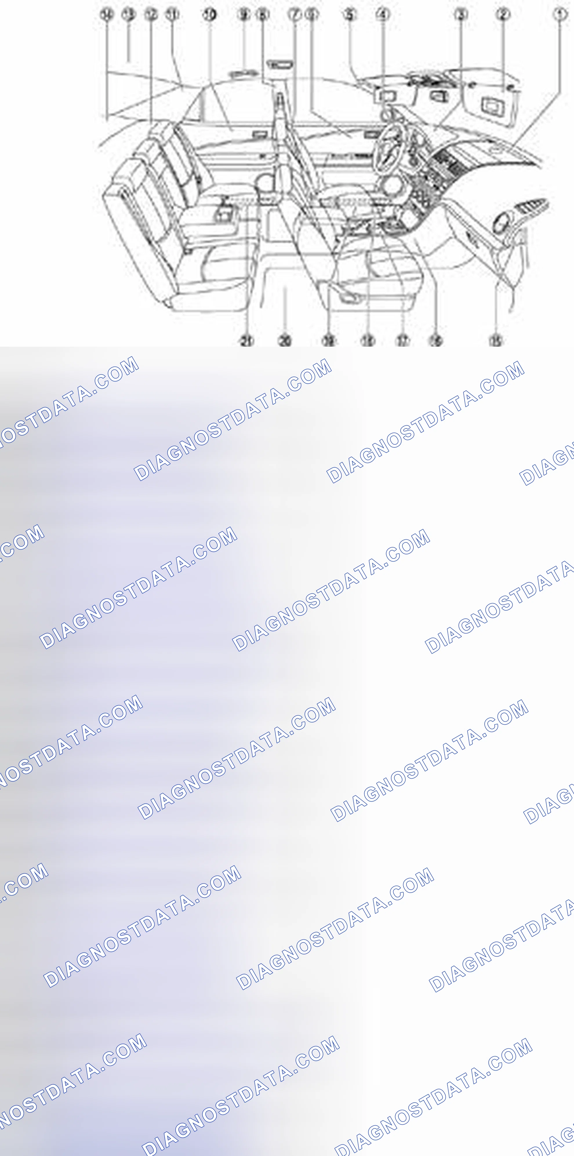 Fig. 2: Identifying Interior Trim Component Locations (2 Of 3)