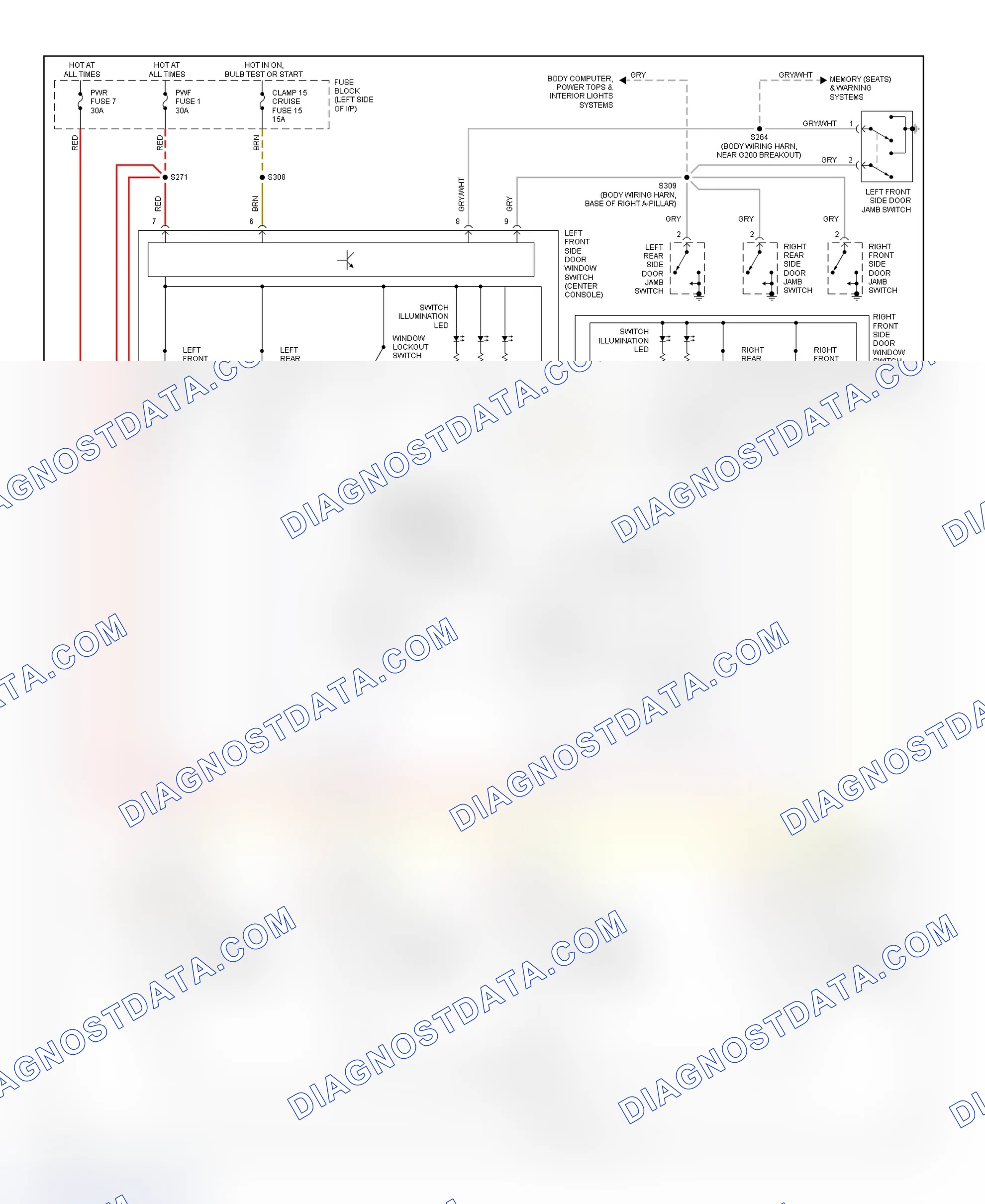Fig. 1: Power Window System Wiring Diagram (1997)