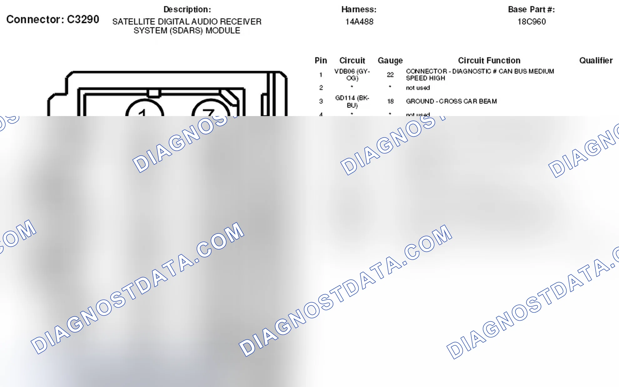 Scheme 360: Satellite Digital Audio Receiver System Module Connector End View (C3290)
