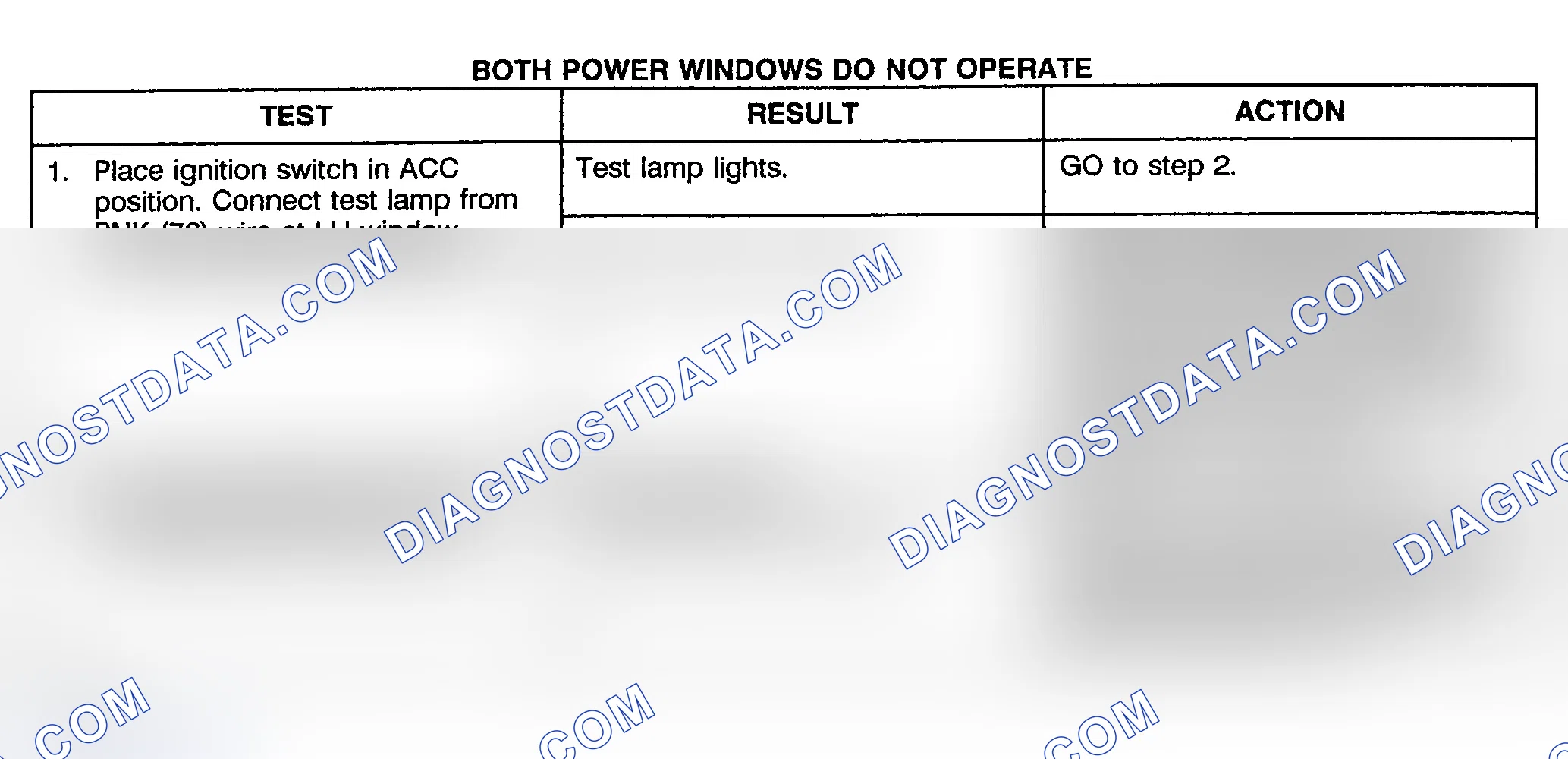 Scheme 27: TEST A: BOTH POWER WINDOWS DO NOT OPERATE - PICKUP