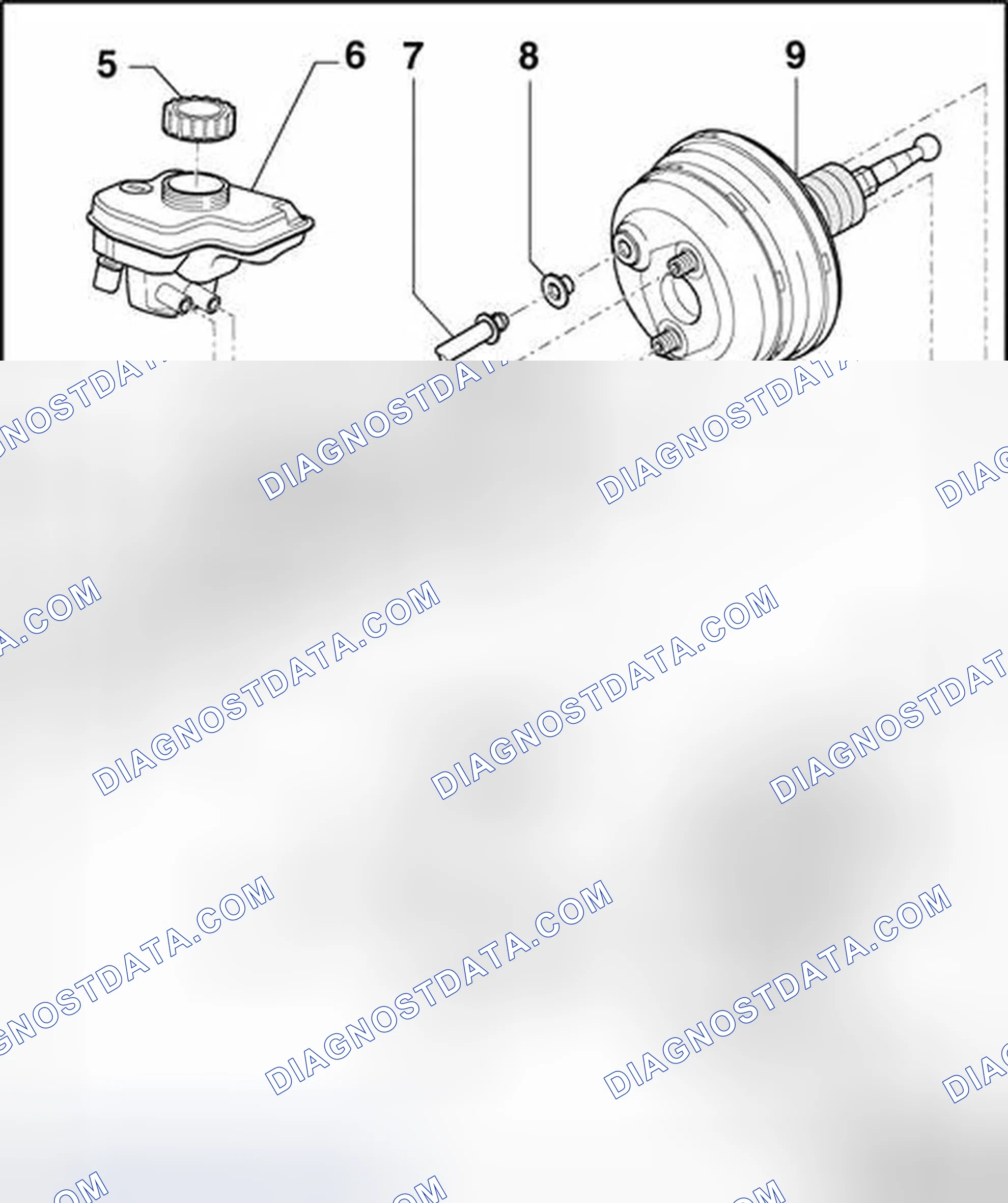 Scheme 4: Brake booster/brake master cylinder, assembly overview