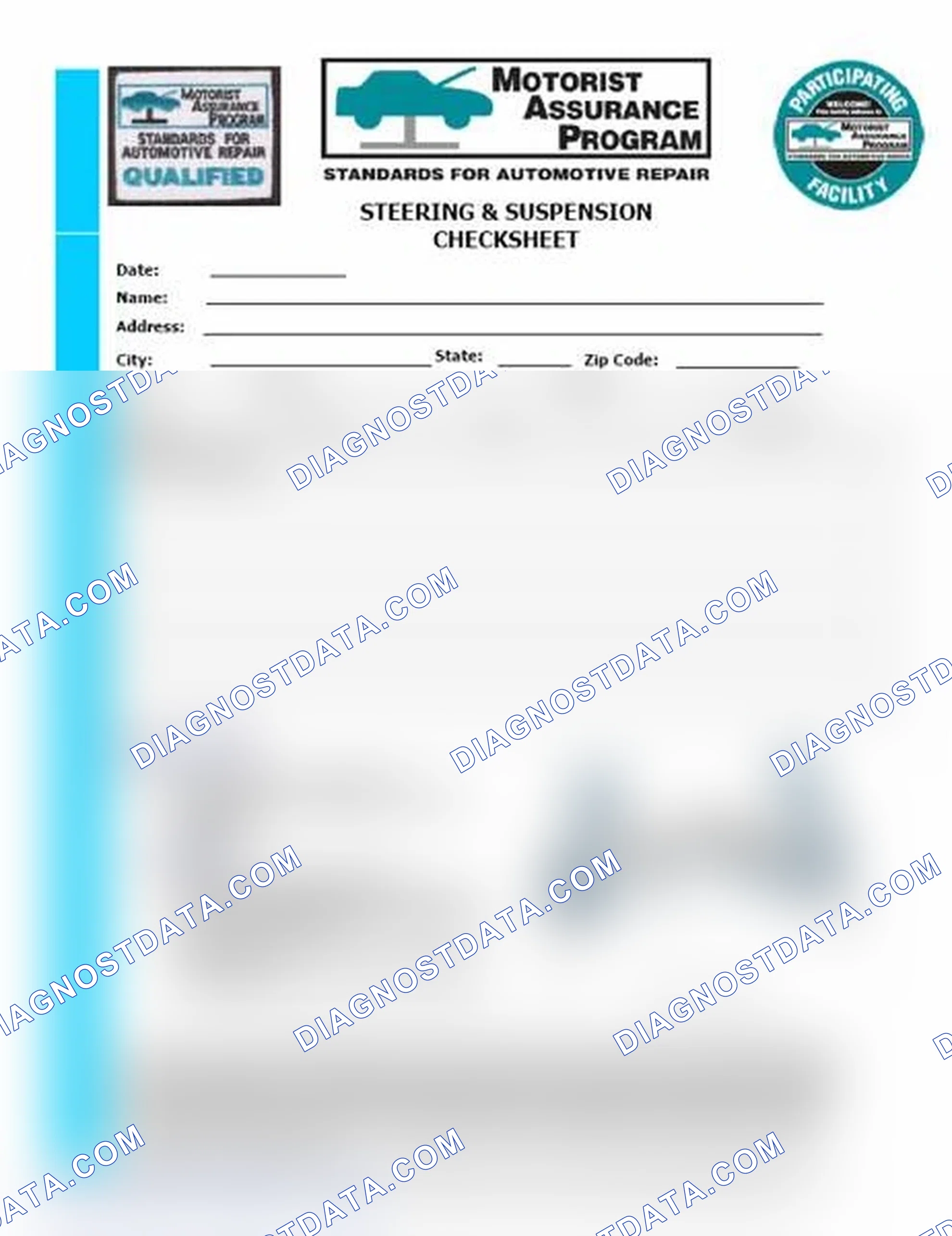 Scheme 11: Steering & Suspension Checksheet (1 Of 2)