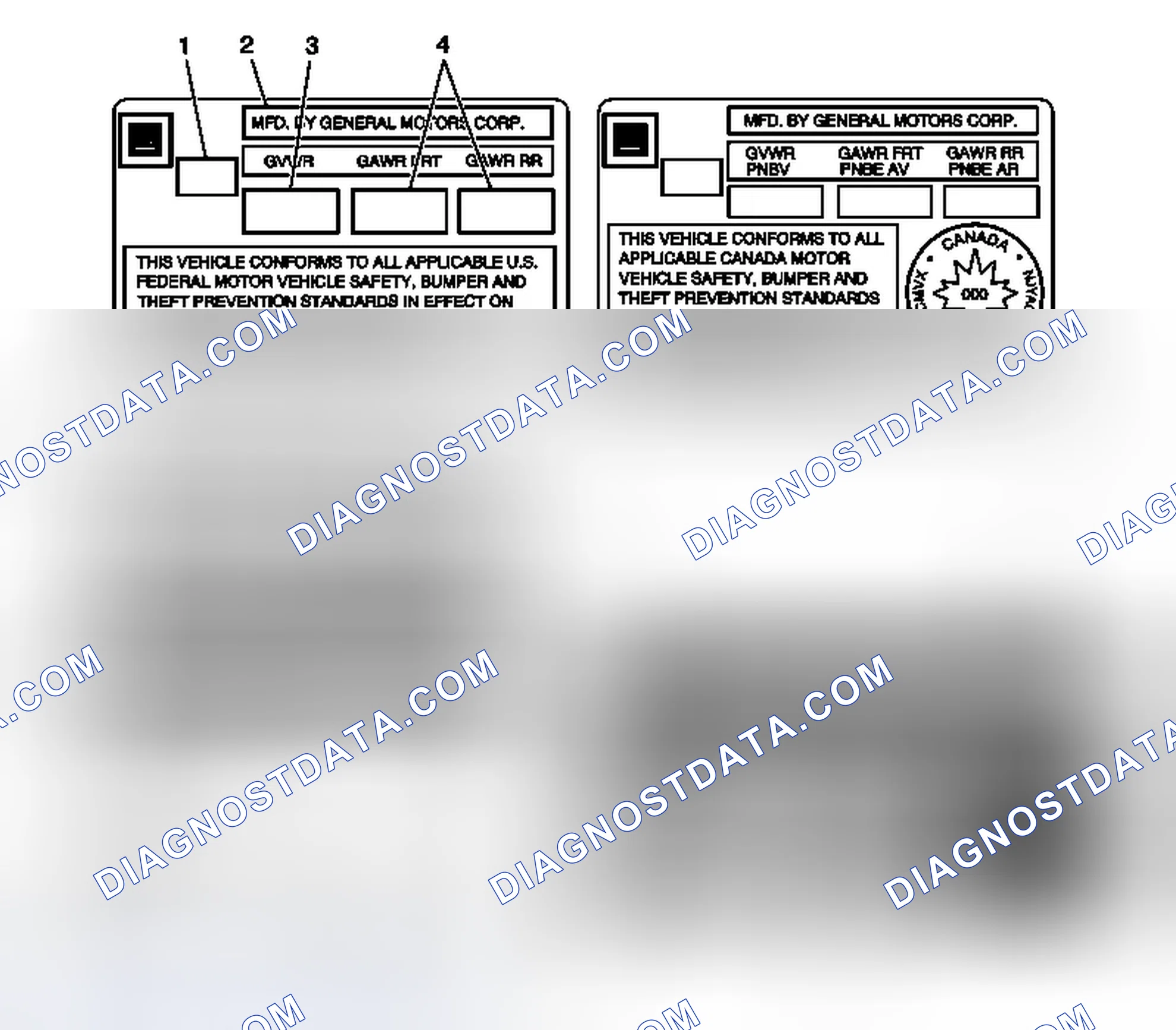 Scheme 2: Vehicle Certification, Tire Placard, Anti-Theft, and Service Parts ID Label