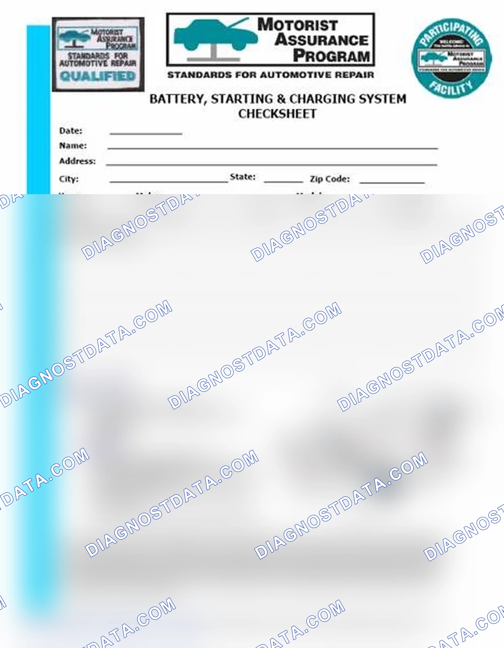Scheme 3: Battery, Starting & Charging System Checksheet (1 Of 2)