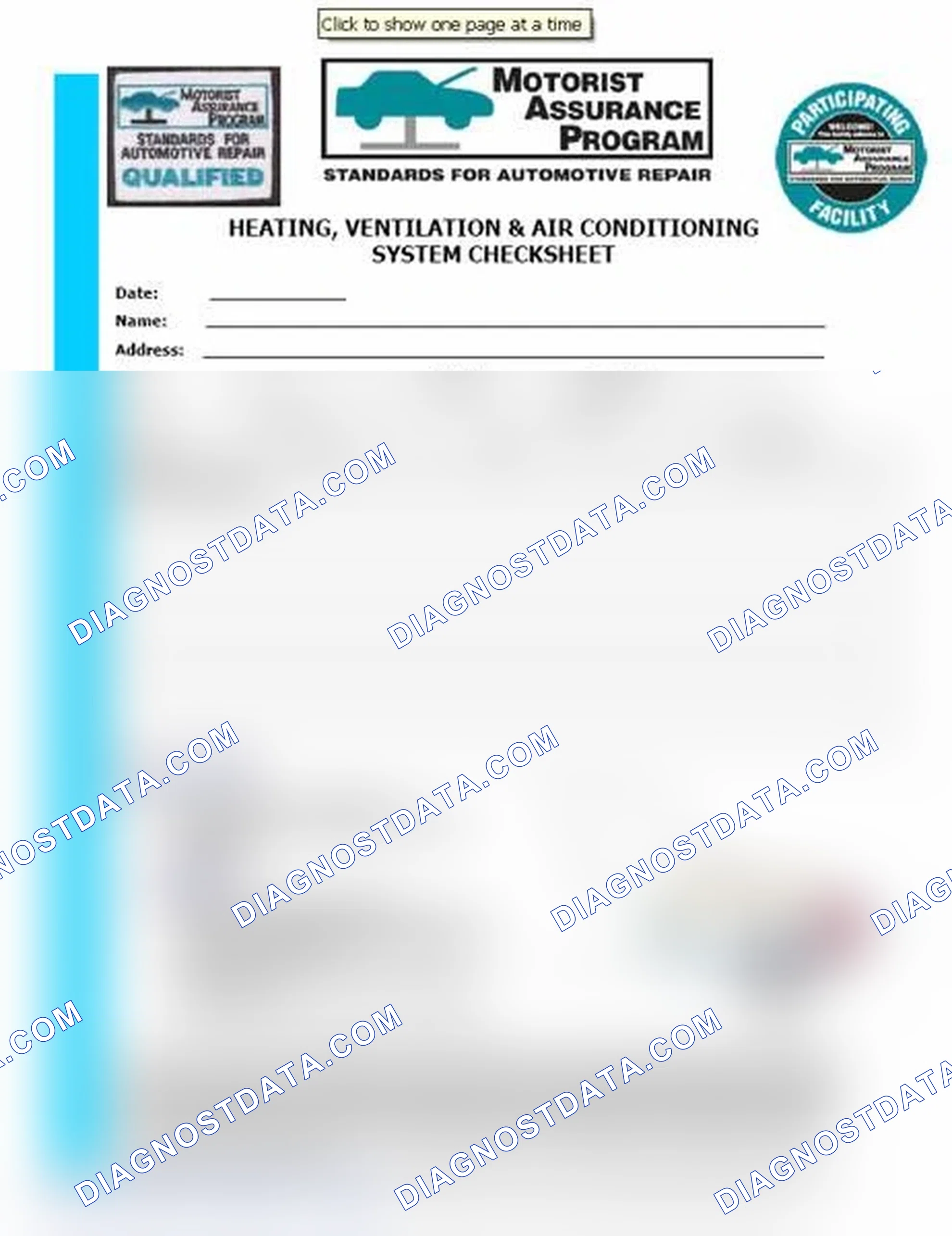 Scheme 15: Heating, Ventilation & Air Conditioning System Checksheet (1 Of 2)