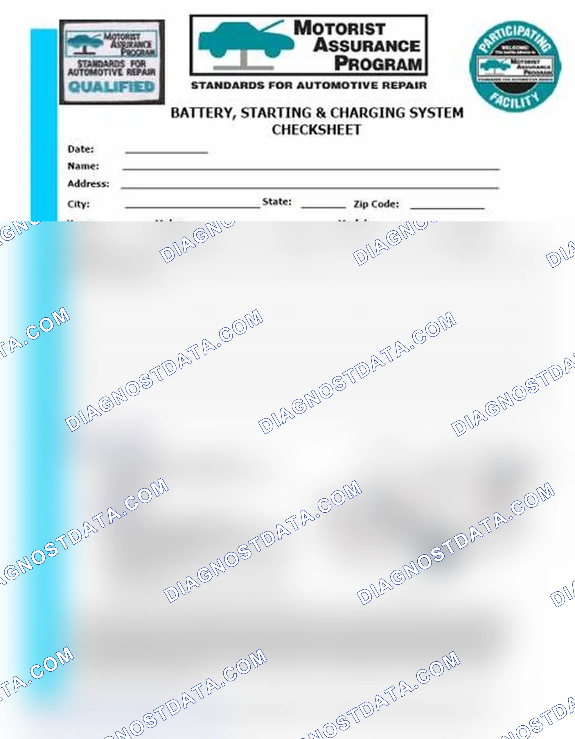 Scheme 3: Battery, Starting & Charging System Checksheet (1 Of 2)