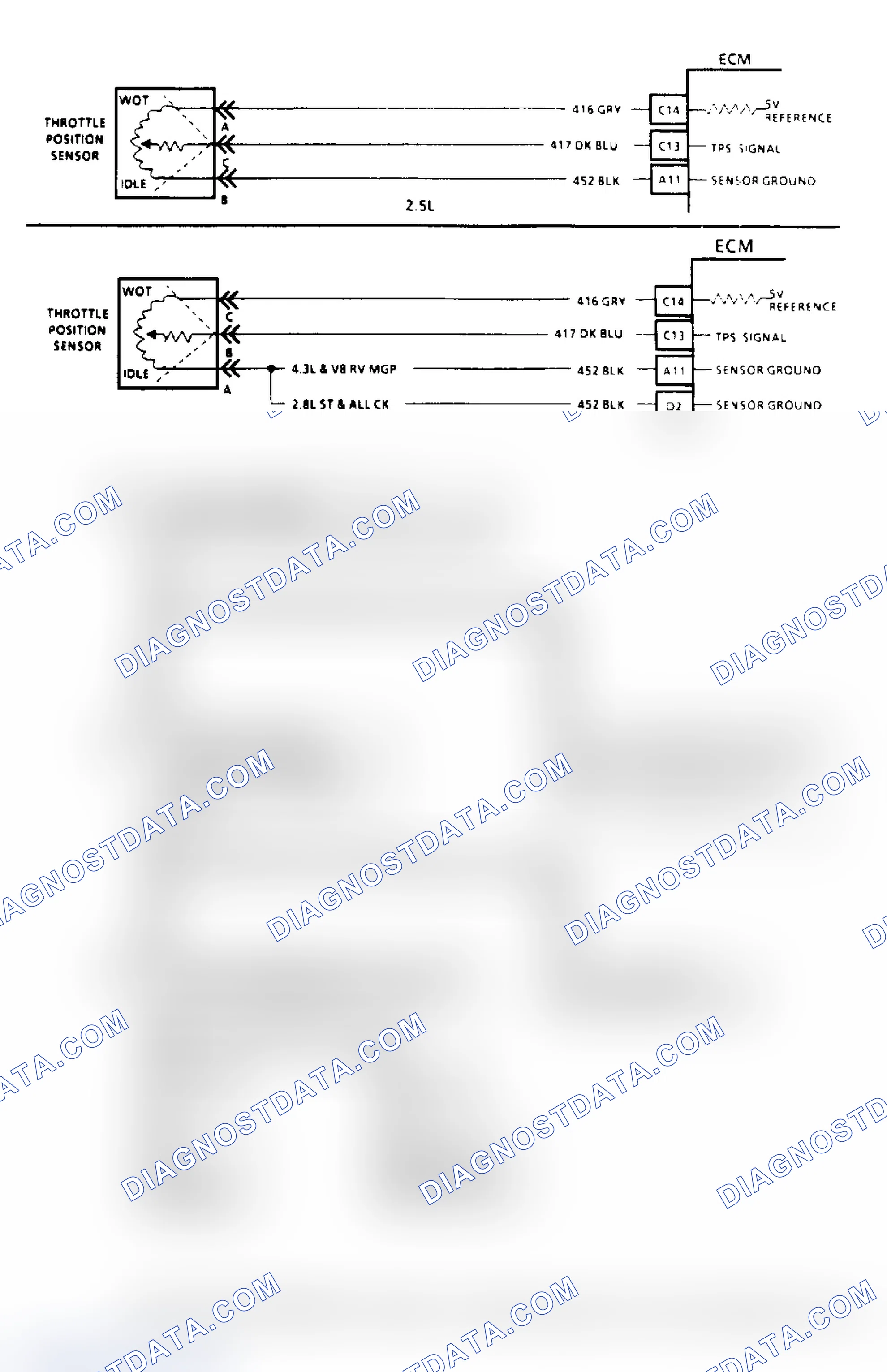 Scheme 125: Code 21, Throttle Position Sensor (Signal Voltage High) ("SCAN" Diagnostics)