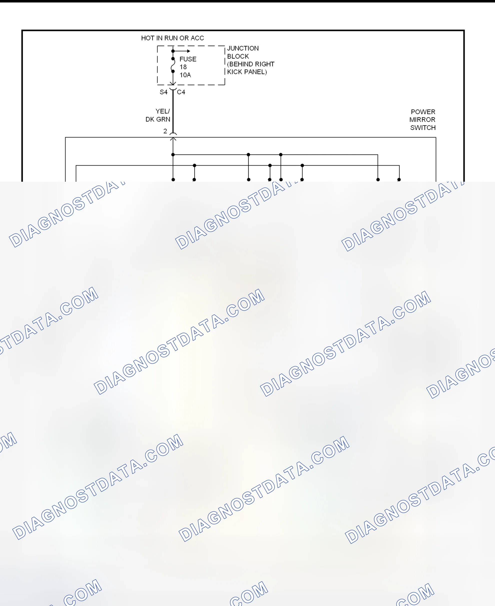 Scheme 2: Power Mirror System Wiring Diagram (Cherokee - Without Full Options)