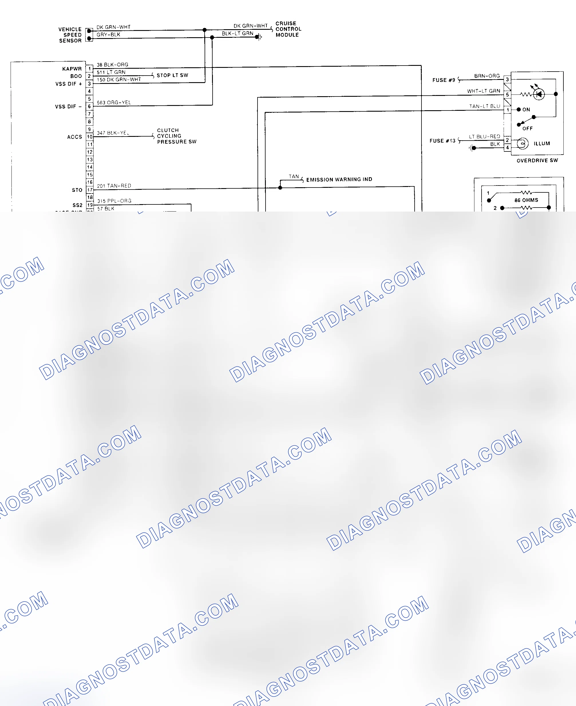 Scheme 151: E4OD Wiring Diagram (1991 "E" Series - Gasoline)