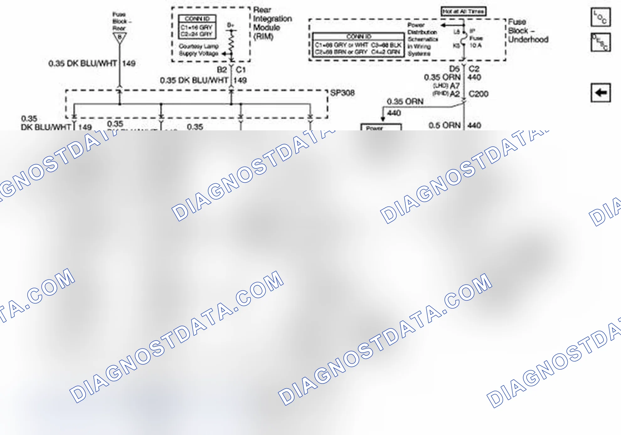 Scheme 399: Right Courtesy, Compartment, and Ignition Key Cylinder Lamps
