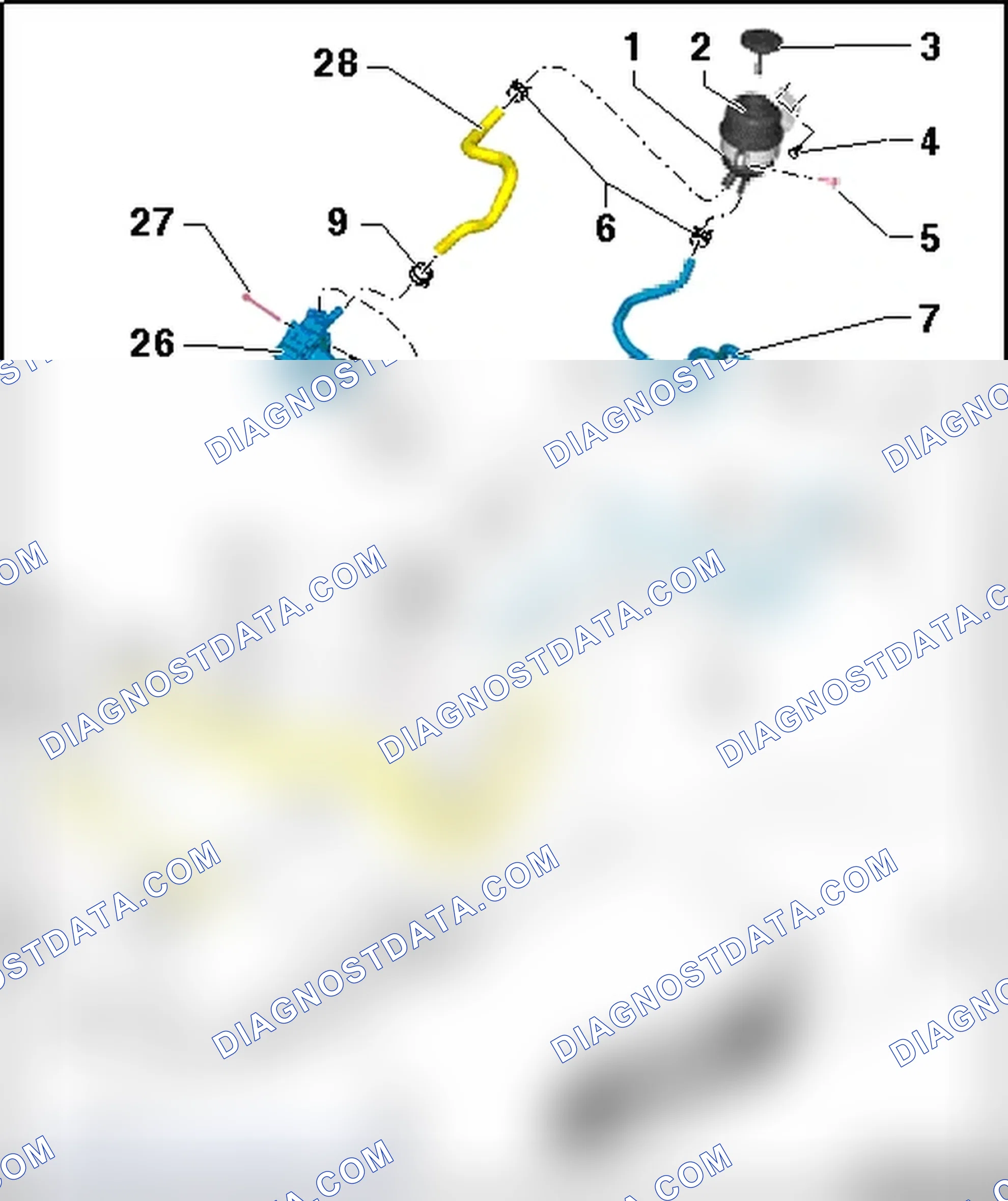 Scheme 17: POWER STEERING PUMP, HYDRAULIC LINES AND RESERVOIR OVERVIEW, VEHICLES WITH DYNAMIC STEERING