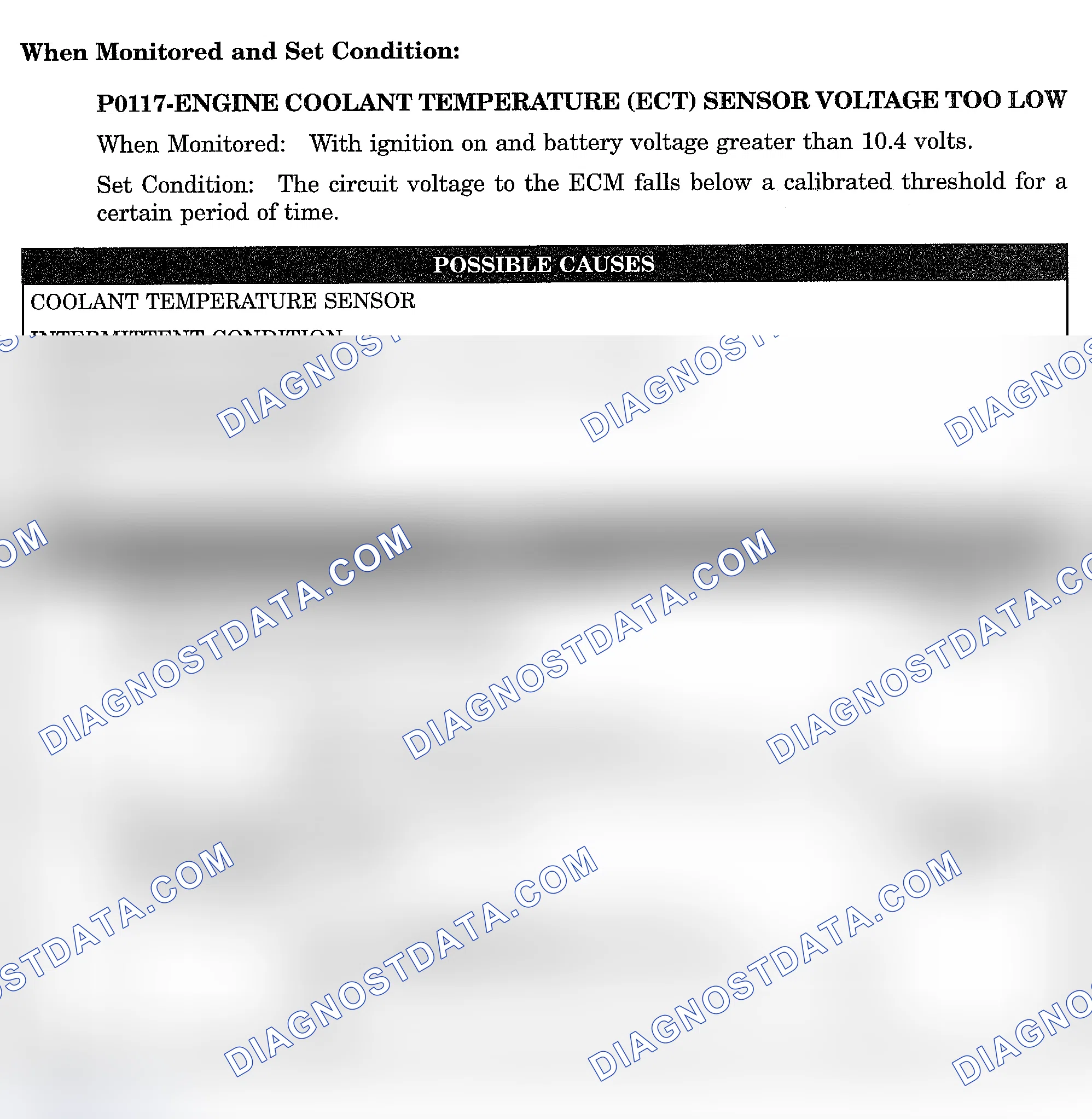 Scheme 842: DTC P0117: ENGINE COOLANT TEMPERATURE (ECT) SENSOR VOLTAGE TOO LOW