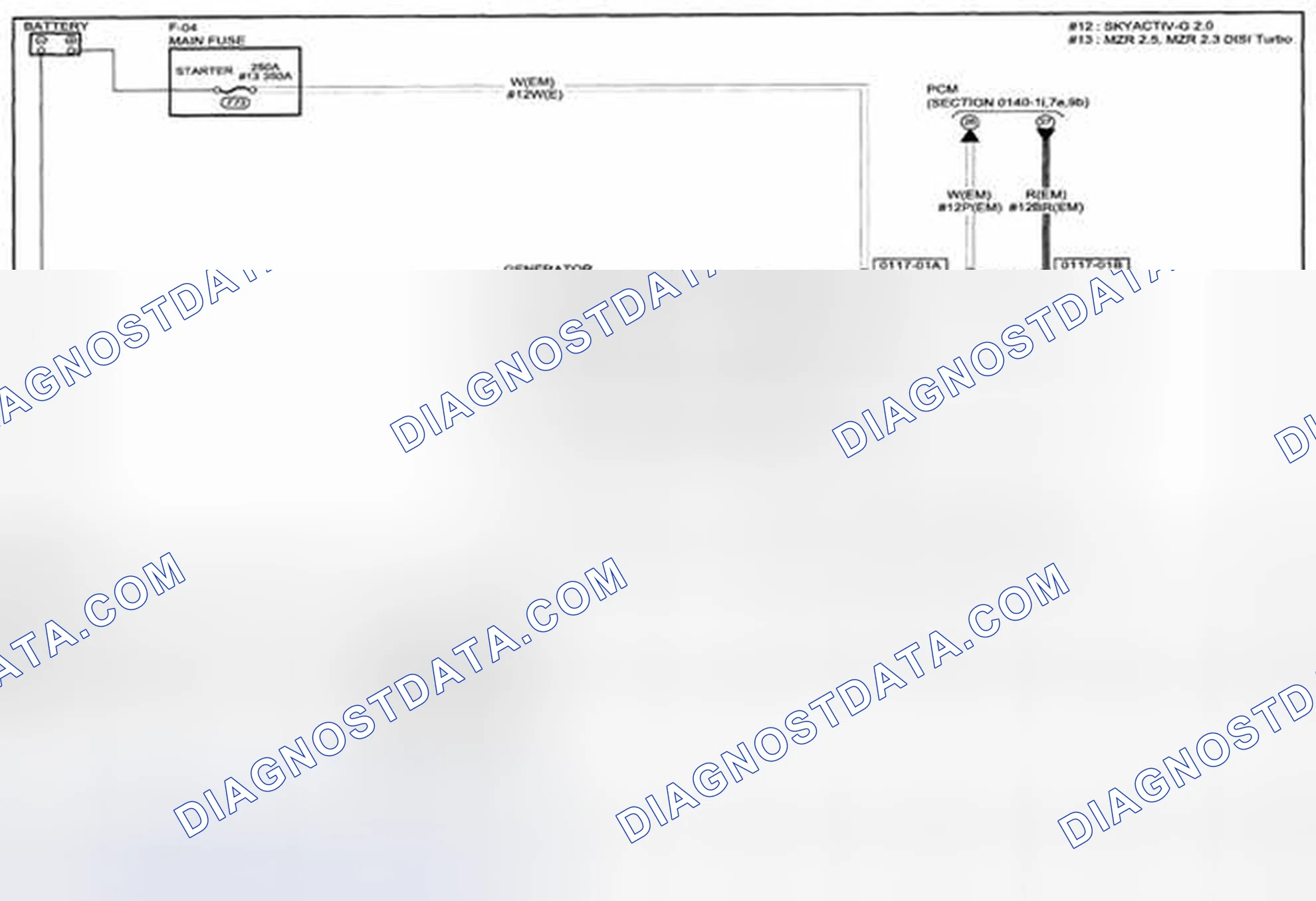 Scheme 104: Charging System (MZR 2.0, MZR 2.5, MZR 2.3 DISI Turbo, SKYACTIV-G 2.0) Wiring Diagram - 117 (1 Of 2)