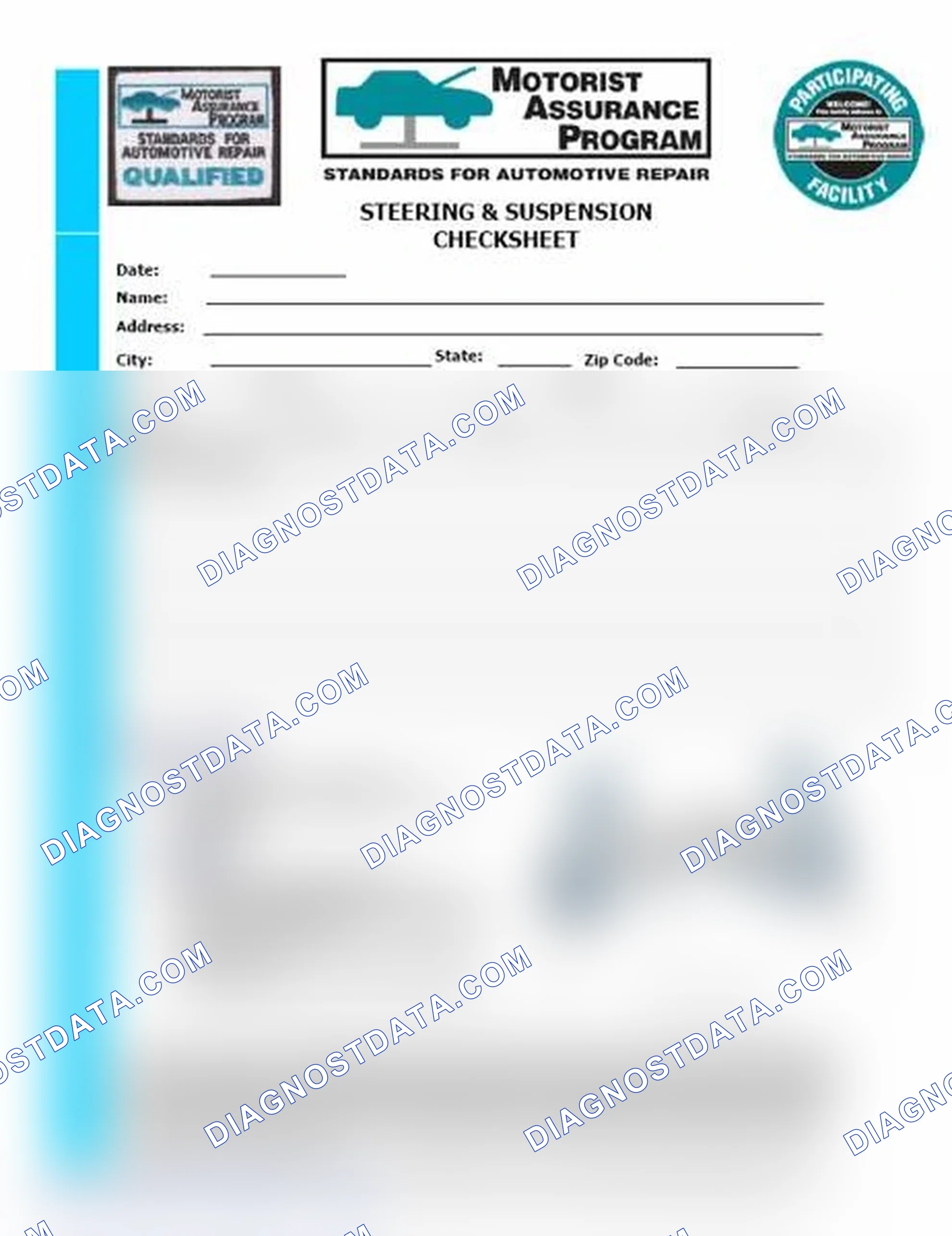 Scheme 11: Steering & Suspension Checksheet (1 Of 2)