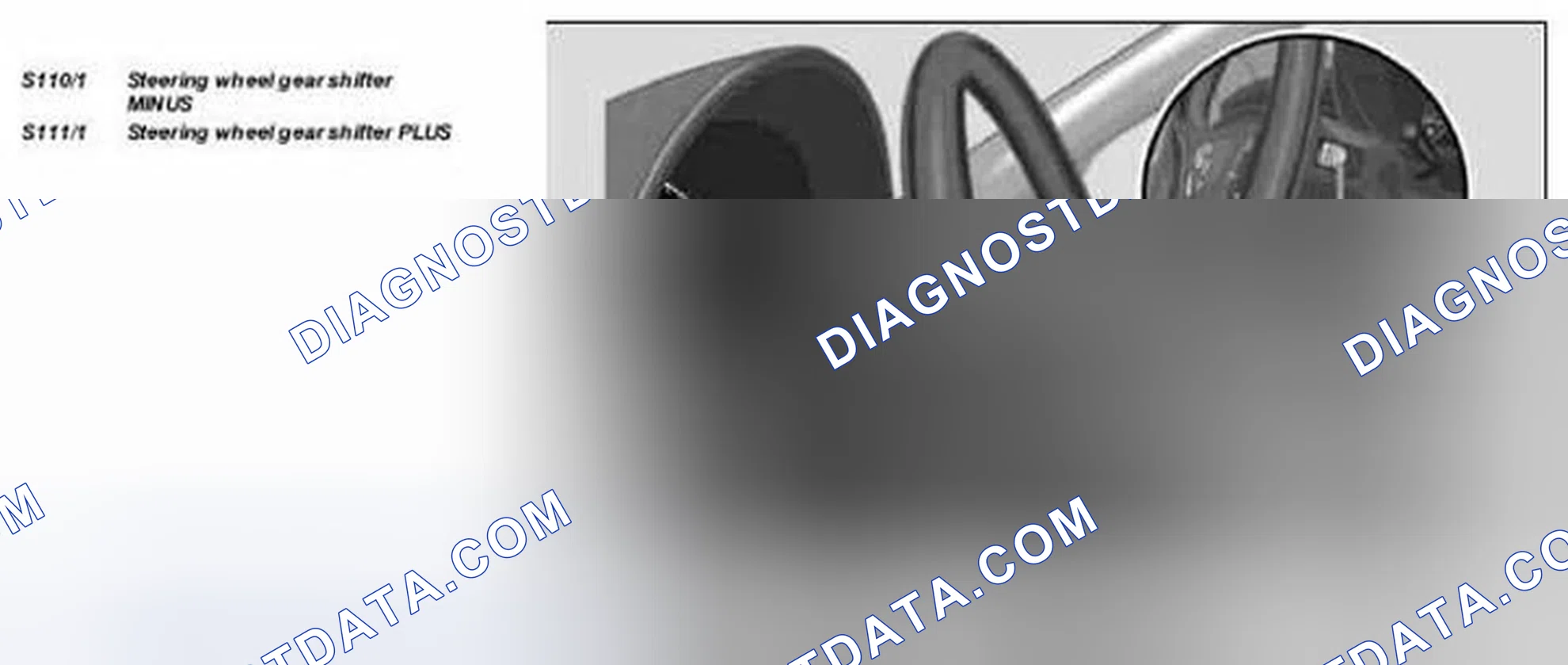 Scheme 62: Identifying Steering Wheel Gear Shifter (Transmission 722.6) - Shown On Model 203