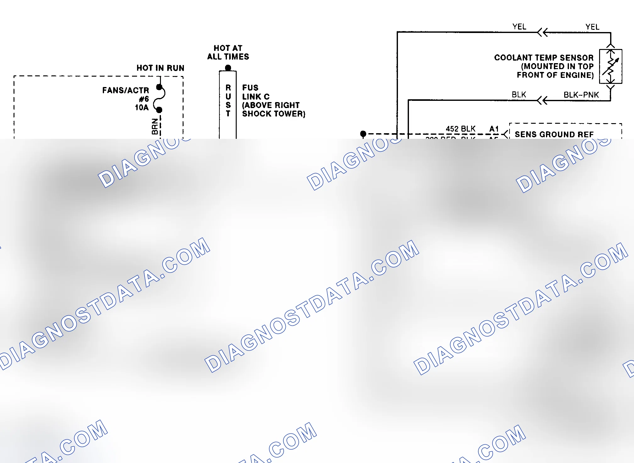 Scheme 6: Cooling Fan Circuit Wiring Diagram ("F" Body - 3.4L VIN S)