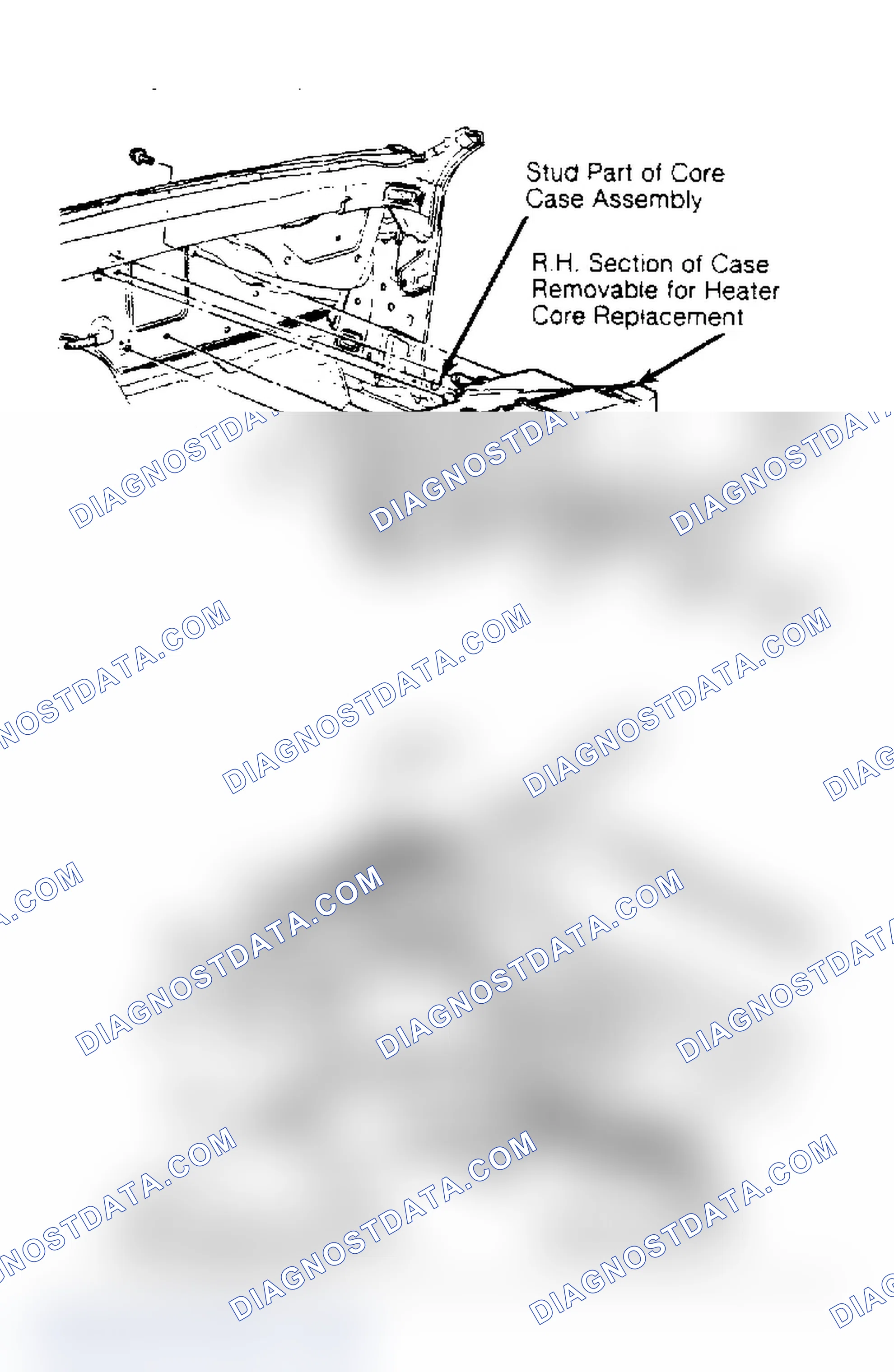 Scheme 6: Heater Case and Core Assembly Camaro and Firebird models are illustrated.