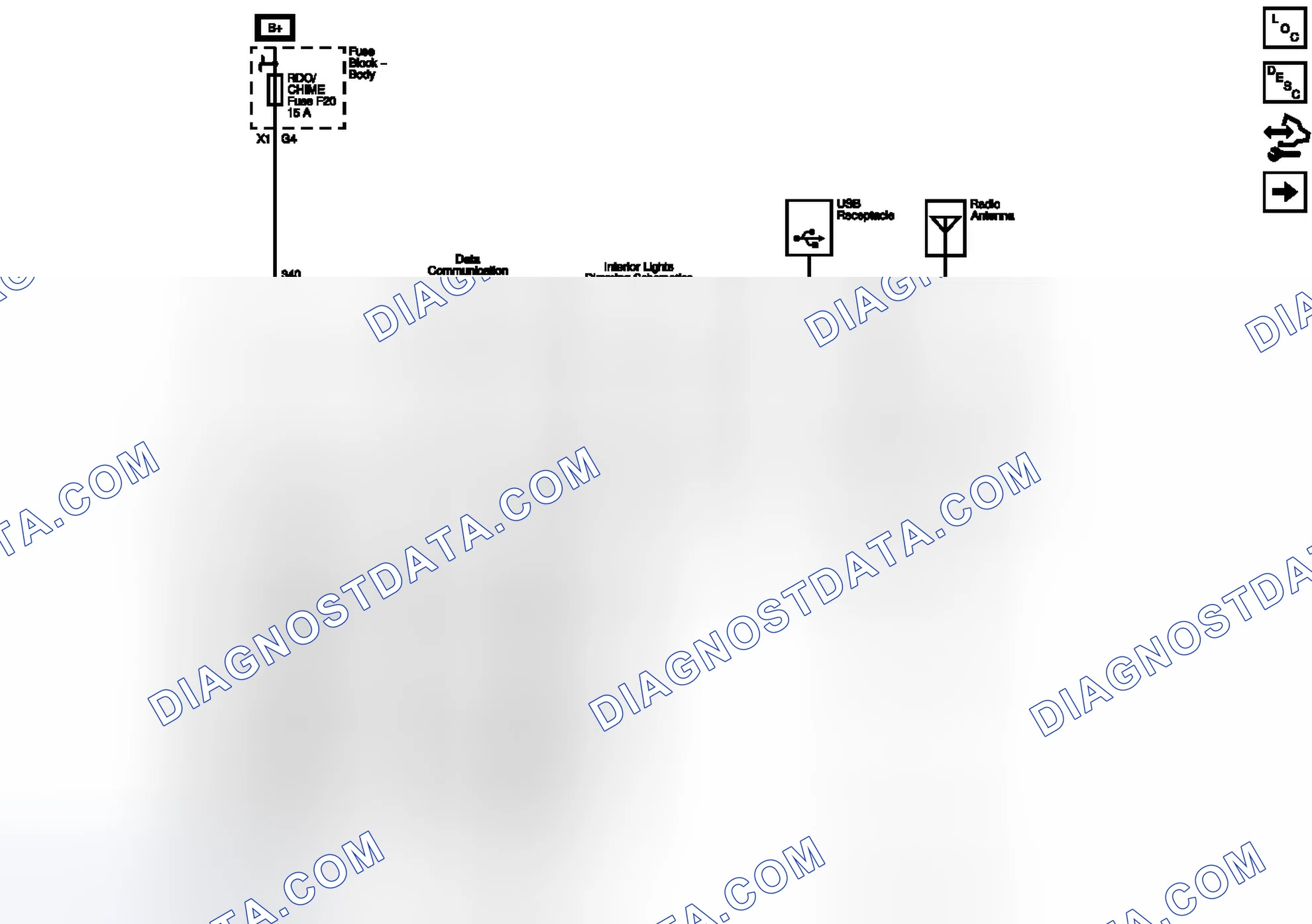 Scheme 1: Power, Ground, Serial Data, Antenna and Front Speaker Outputs