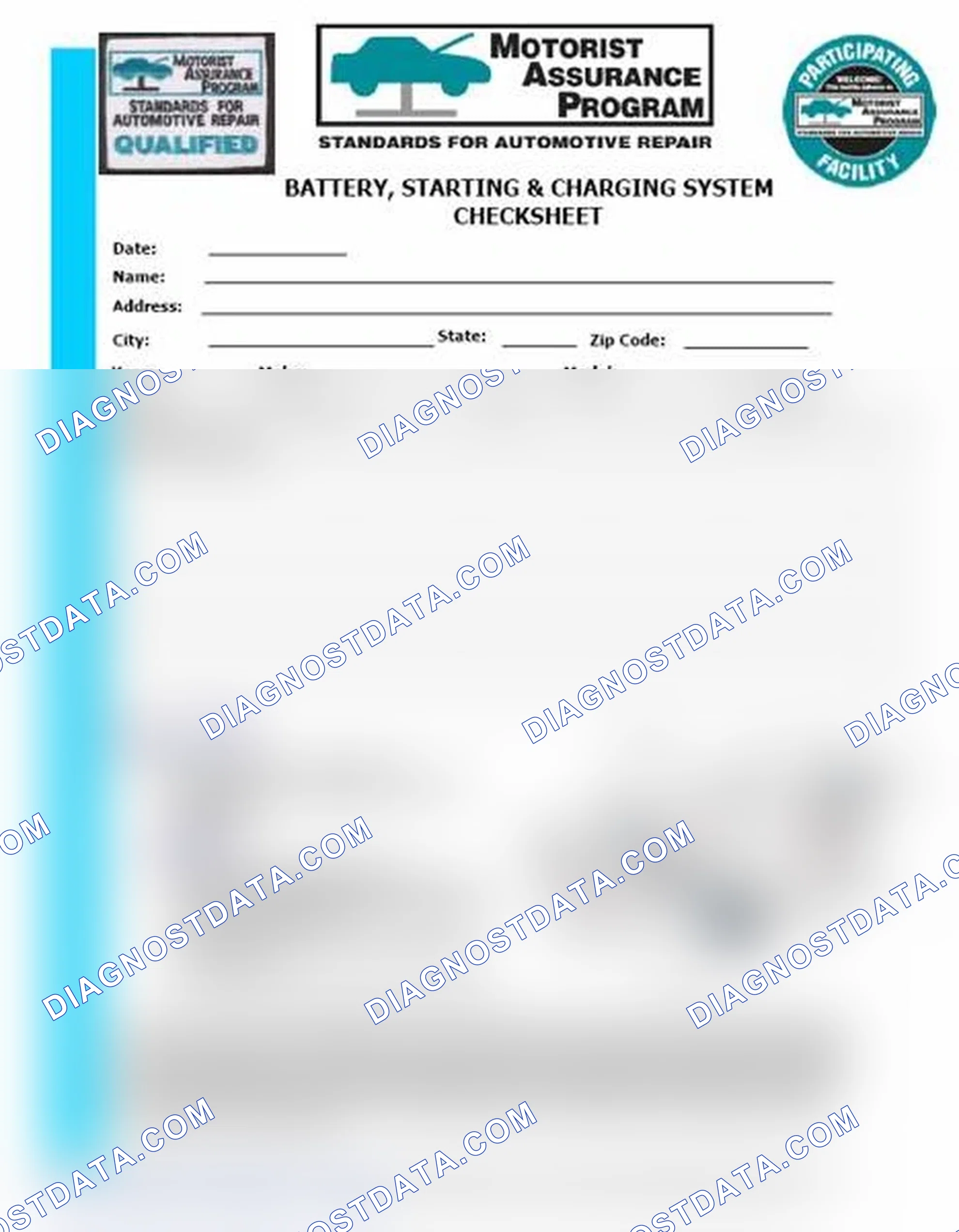 Scheme 3: Battery, Starting & Charging System Checksheet (1 Of 2)