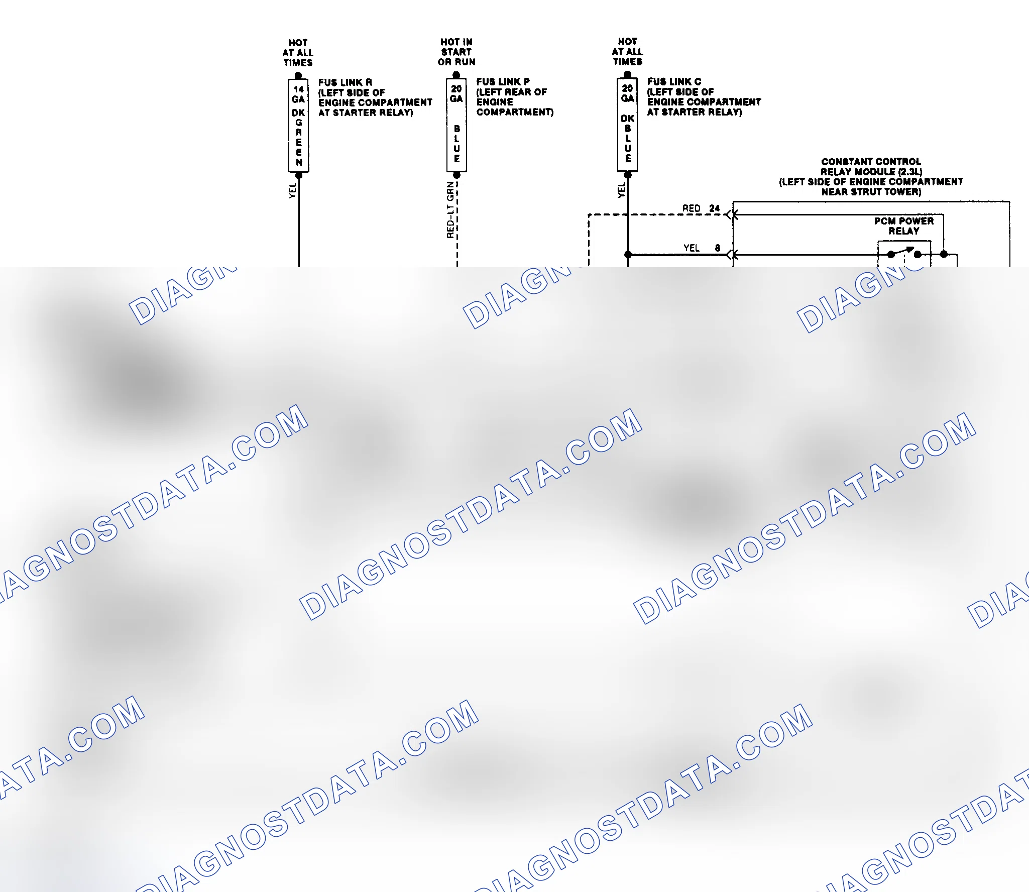 Scheme 13: Electric Cooling Fan Wiring Diagram (Tempo 2.3L & Topaz 2.3L)