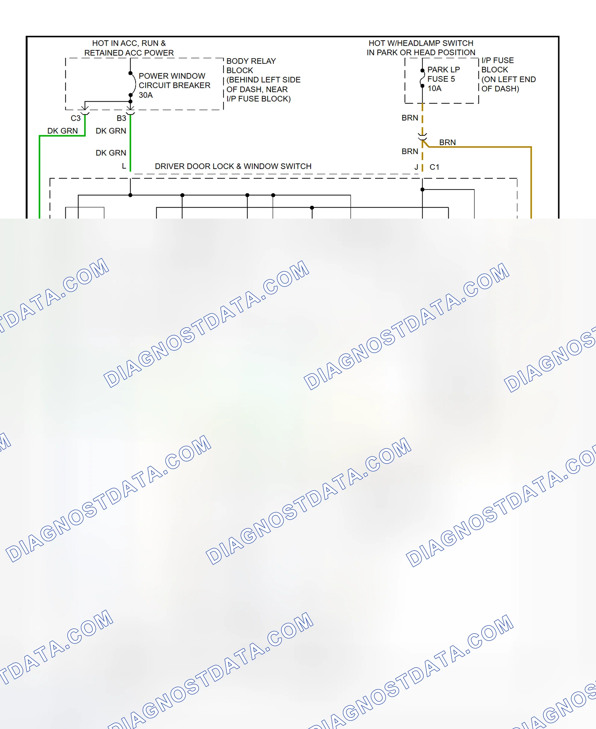 Fig. 5: Power Window System Wiring Diagram (Blazer, Jimmy, Sonoma, & S10 Pickup - 2-Door)