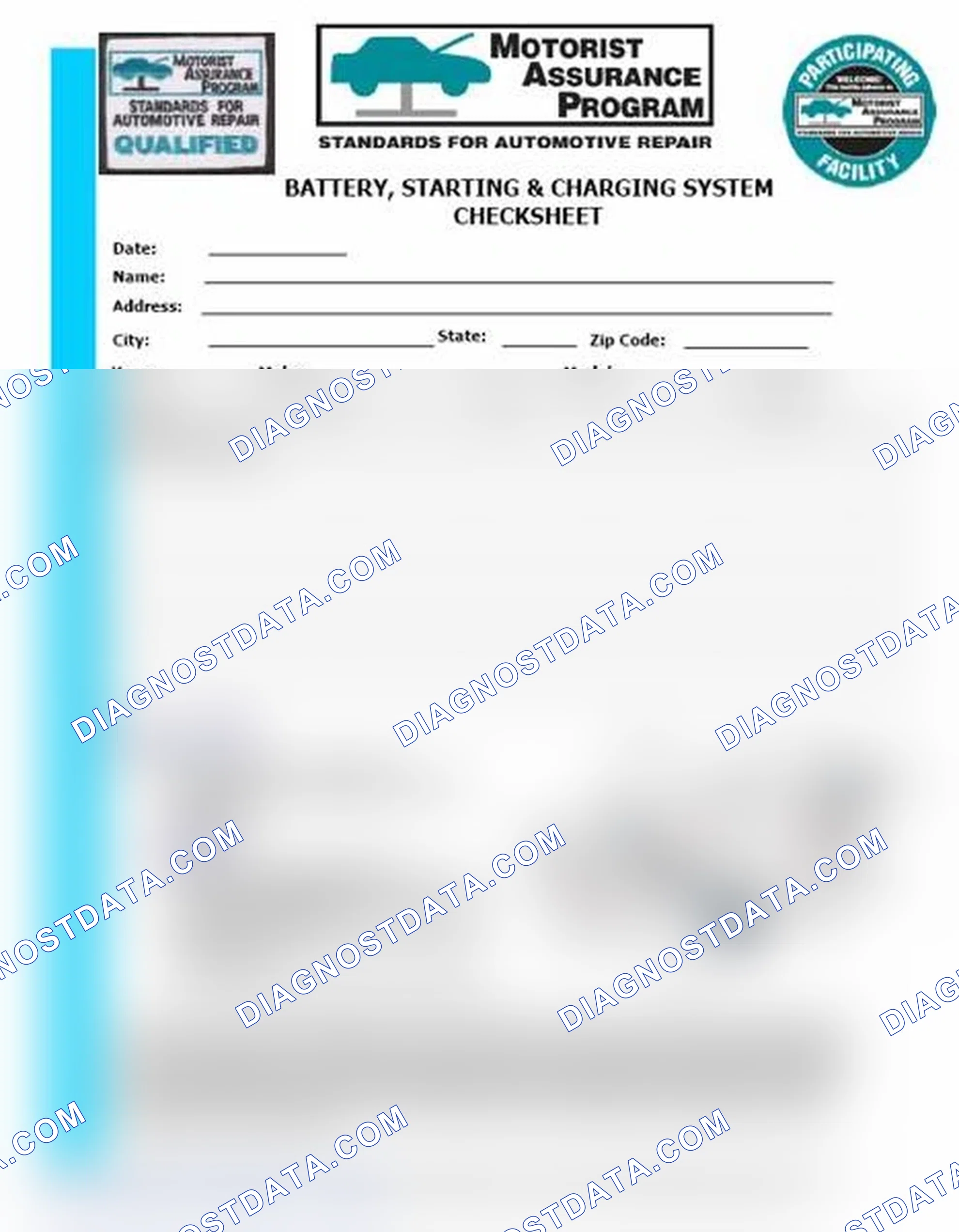 Scheme 3: Battery, Starting & Charging System Checksheet (1 Of 2)