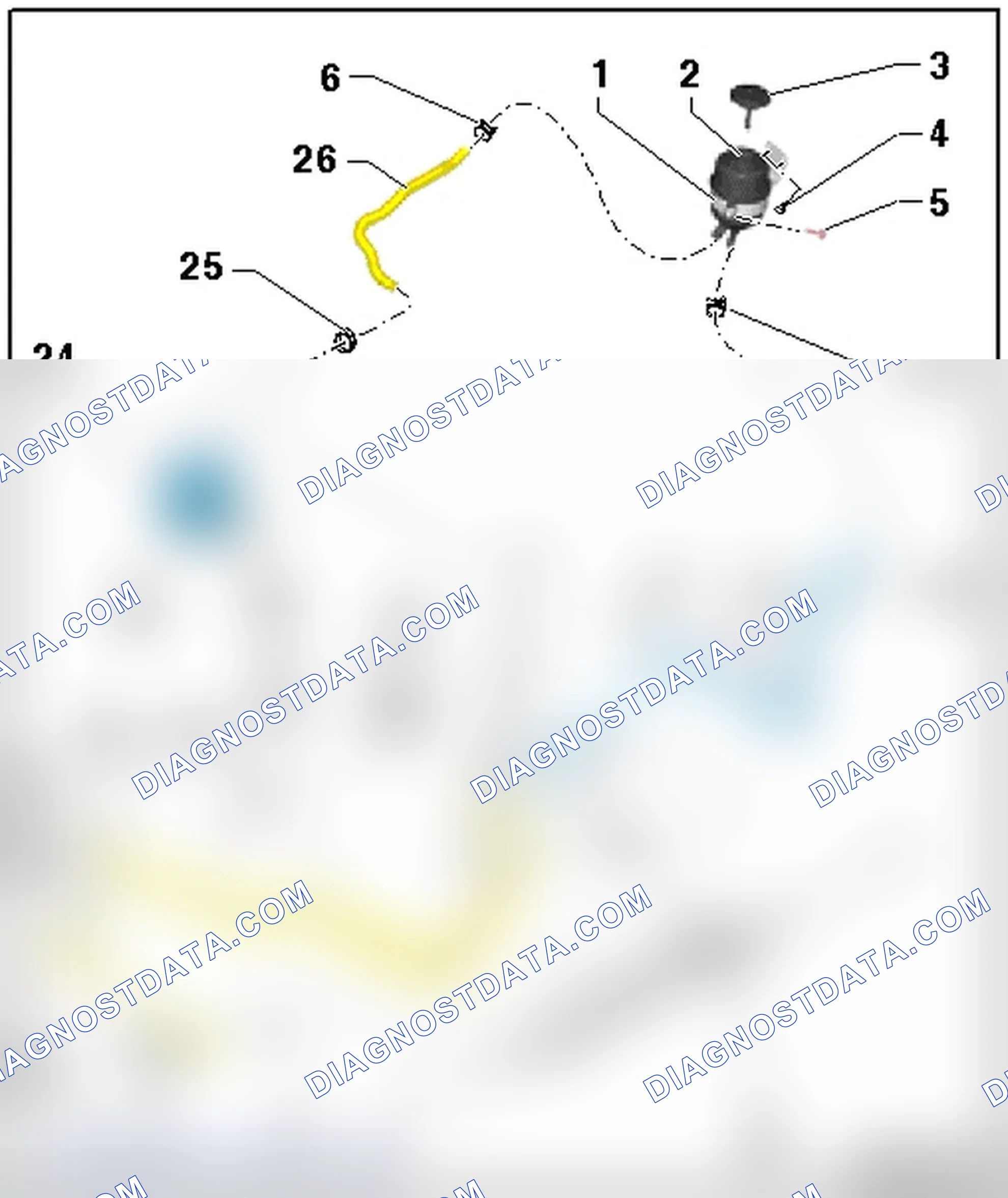 Scheme 30: POWER STEERING PUMP, HYDRAULIC LINES AND RESERVOIR OVERVIEW, VEHICLES WITHOUT DYNAMIC STEERING
