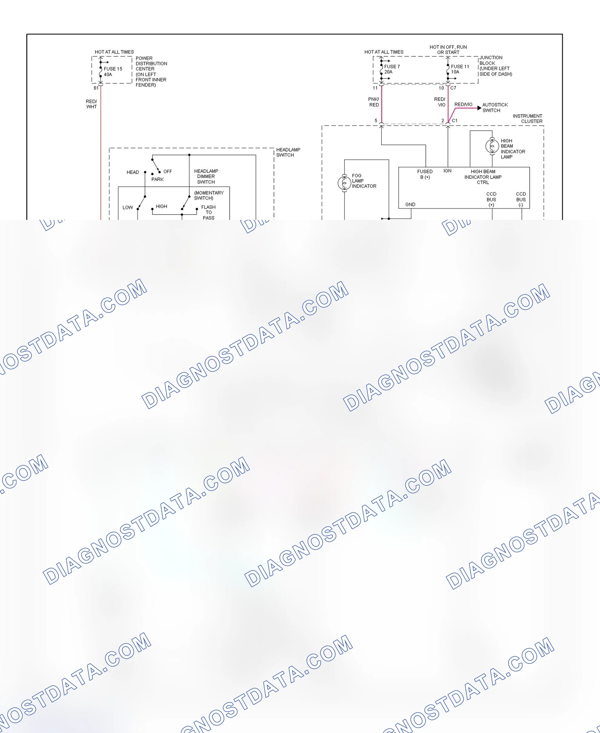Scheme 2: Headlight System Wiring Diagram (Breeze, Cirrus, Sebring Convertible & Stratus)