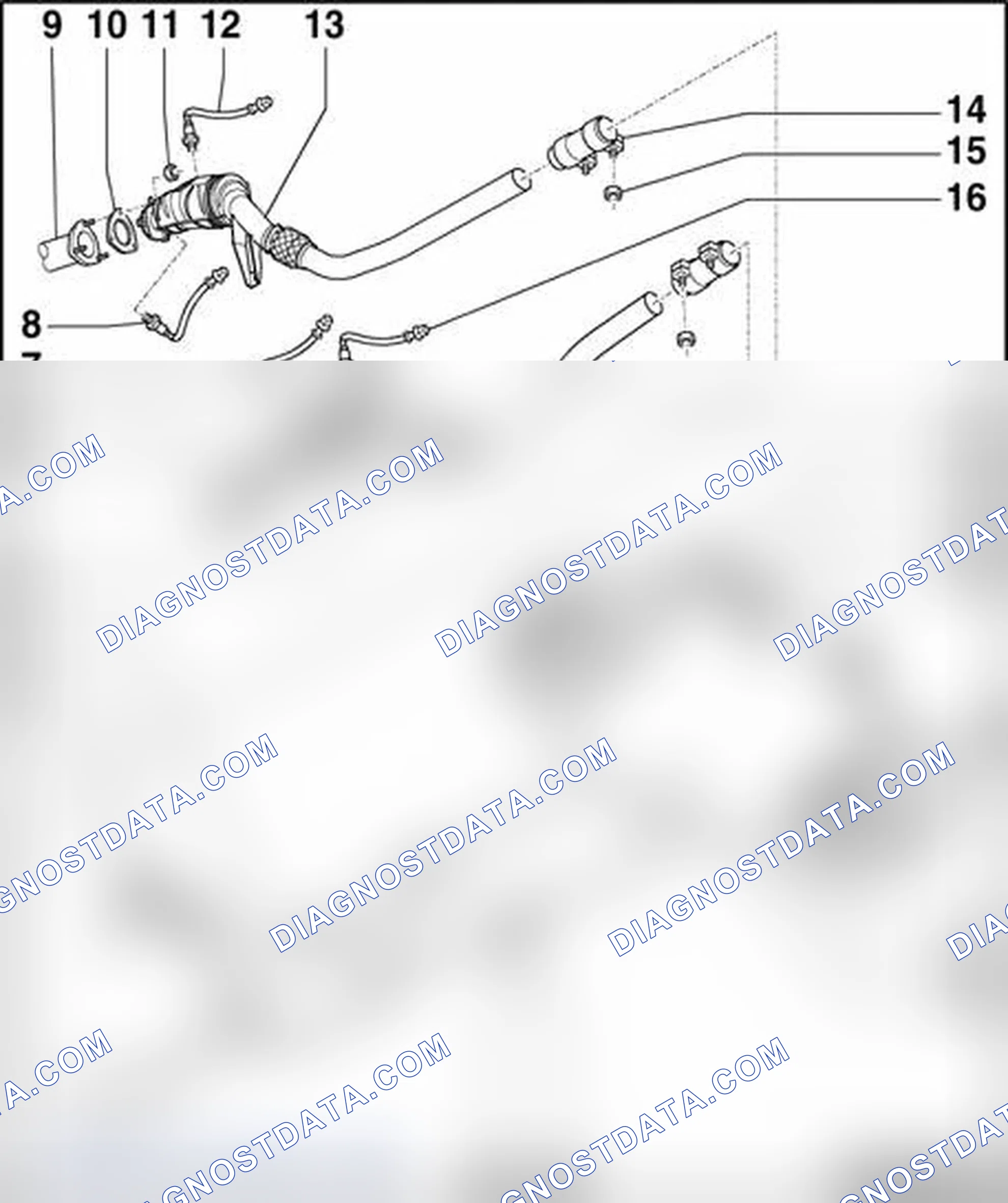 Scheme 398: Exhaust system components, overview, (vehicles with all wheel drive)