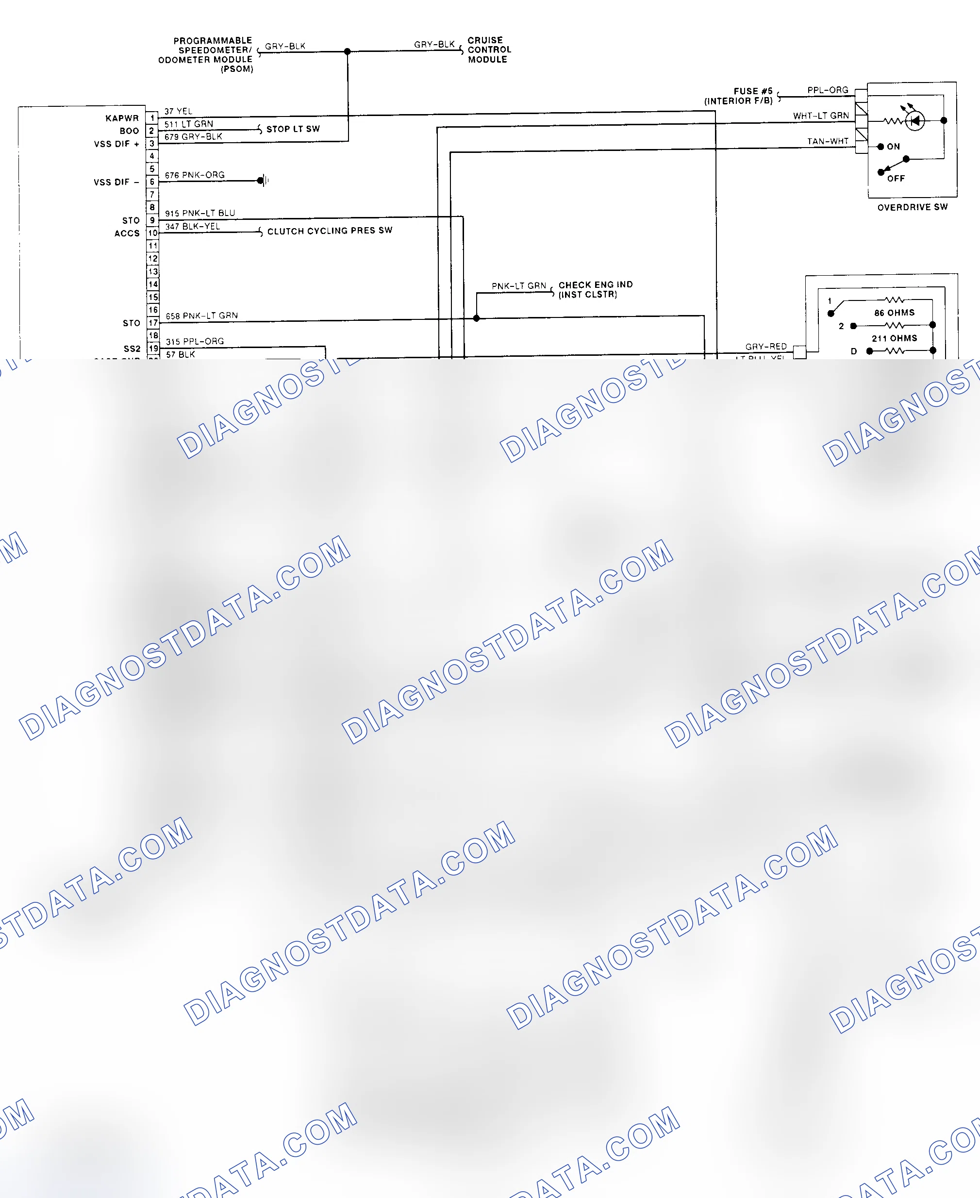 Scheme 153: E4OD Wiring Diagram (1992 "E" Series - Gasoline)