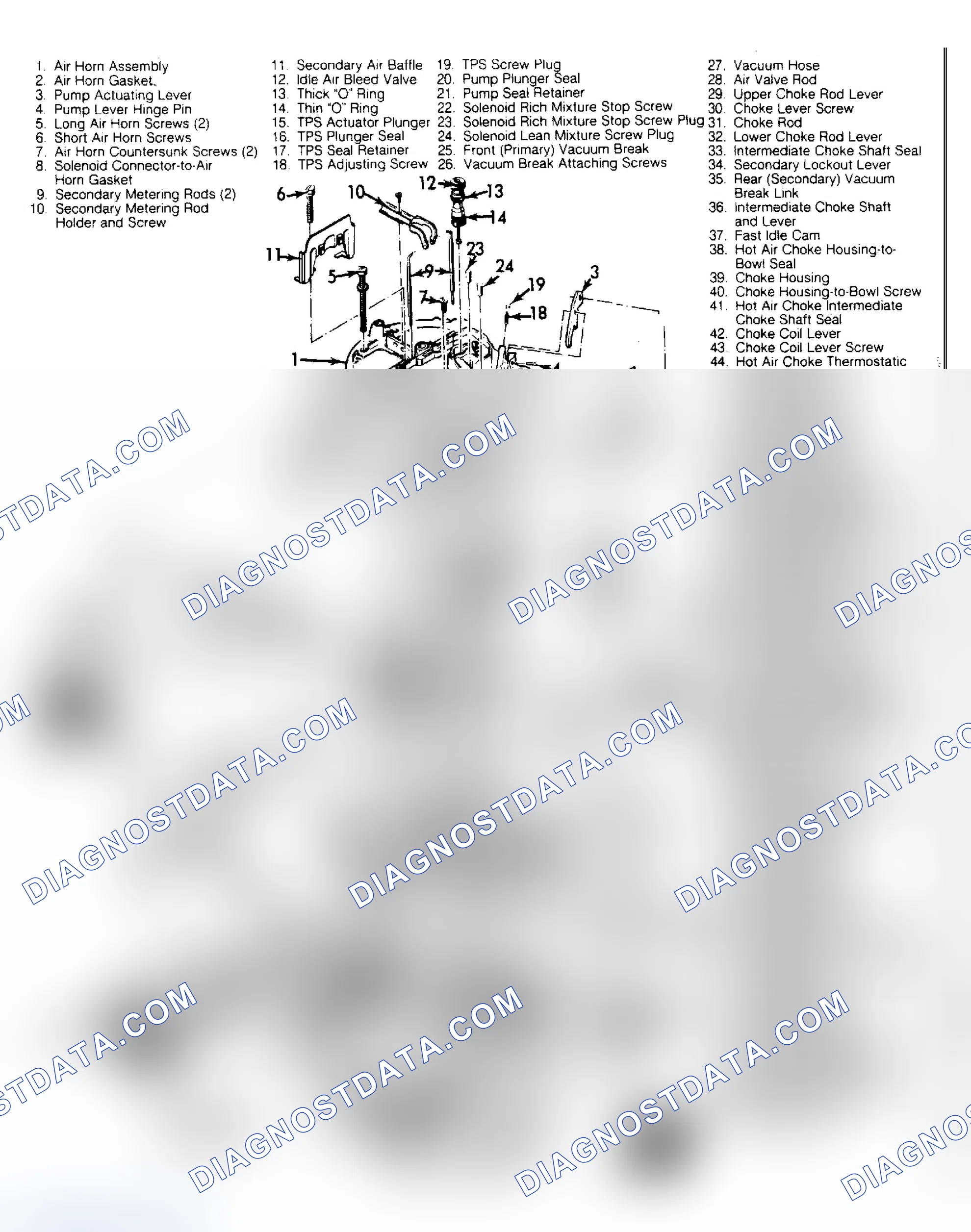 Scheme 18: Exploded View of Rochester E4ME Carburetor