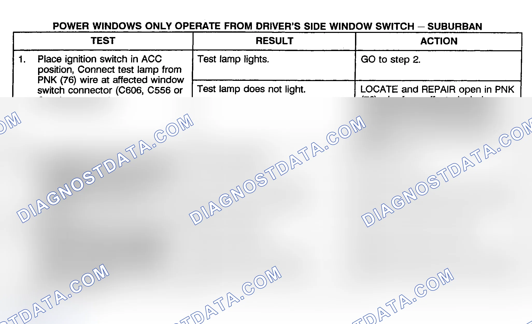 Scheme 8: TEST F: POWER WINDOWS ONLY OPERATE FROM DRIVER'S SIDE WINDOW SWITCH - SUBURBAN, CREW CAB & UTILITY