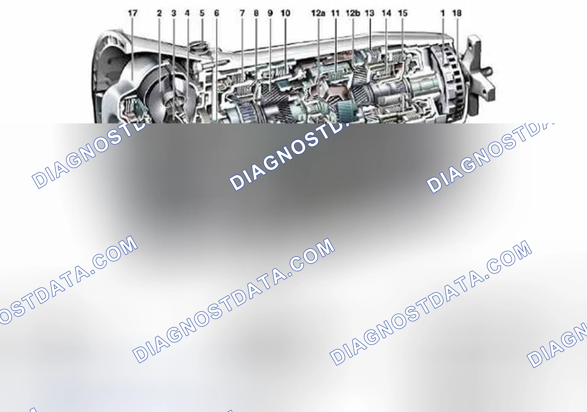 Scheme 18: Identifying Automatic Transmission Mechanical Parts Location (Transmission 722.9)