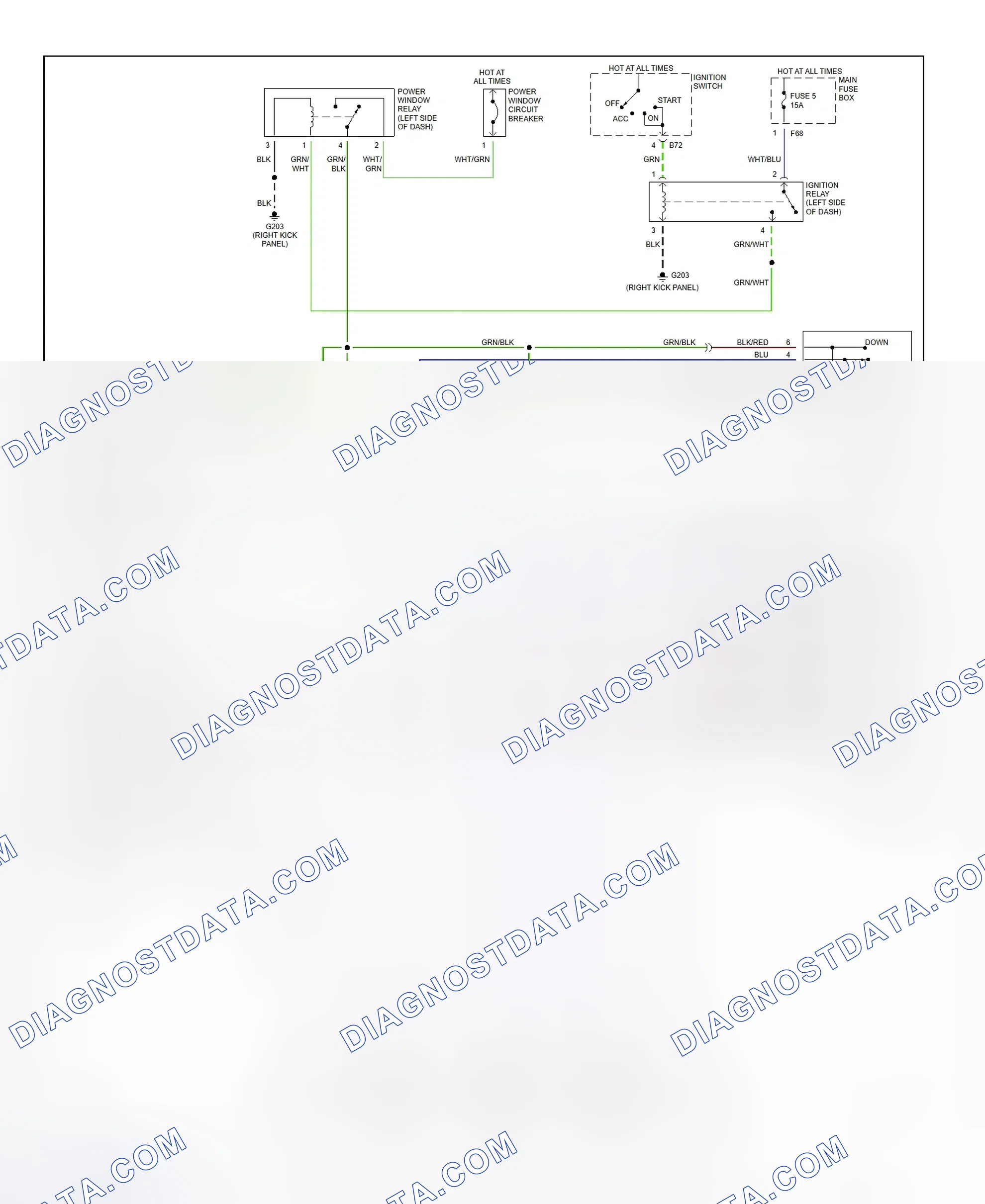 Scheme 6: Power Window System Wiring Diagram (Forester)