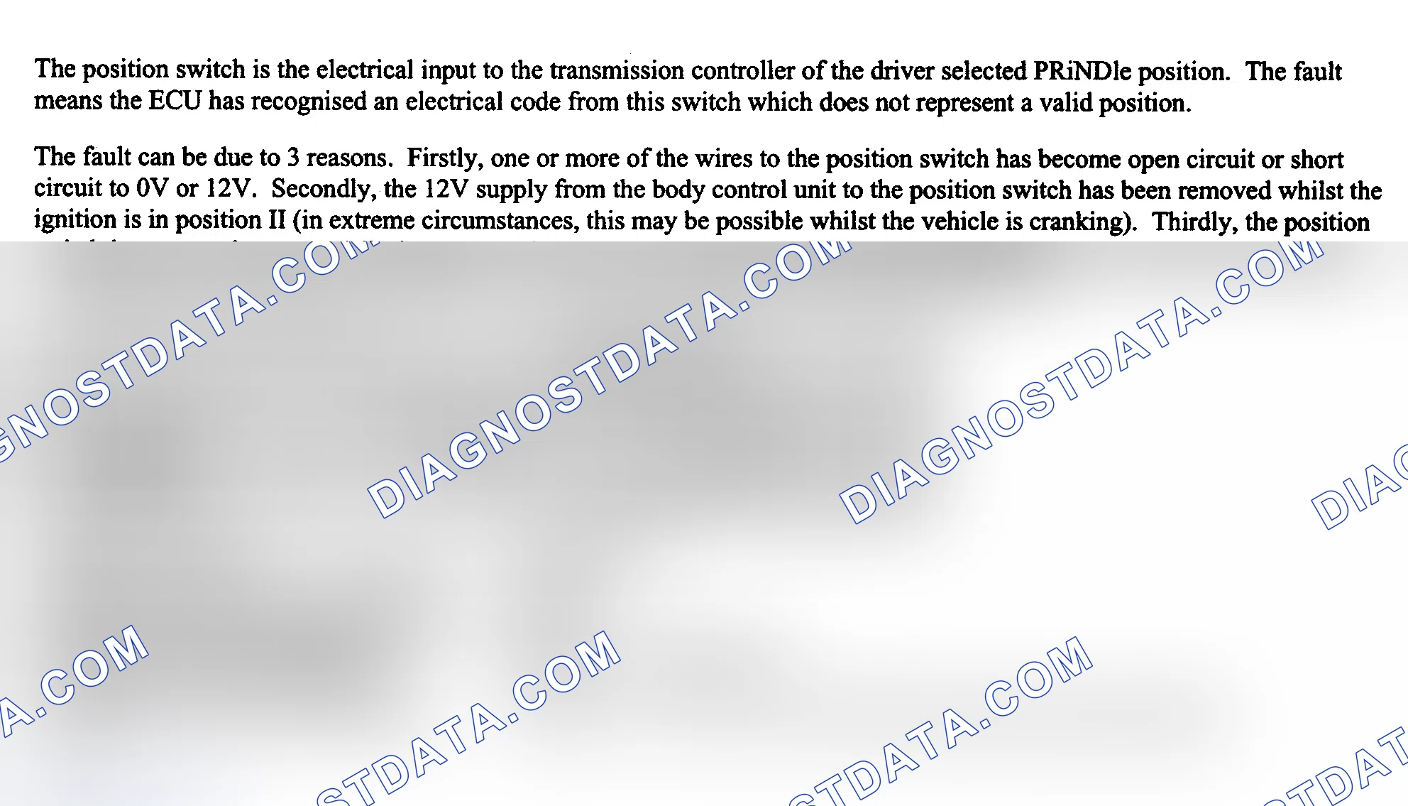 Scheme 53: FAULT CODE 14: GEAR POSITION SWITCH MONITORING (PERMANENT)/GEAR POSITION SWITCH INCORRECT OUTPUTS