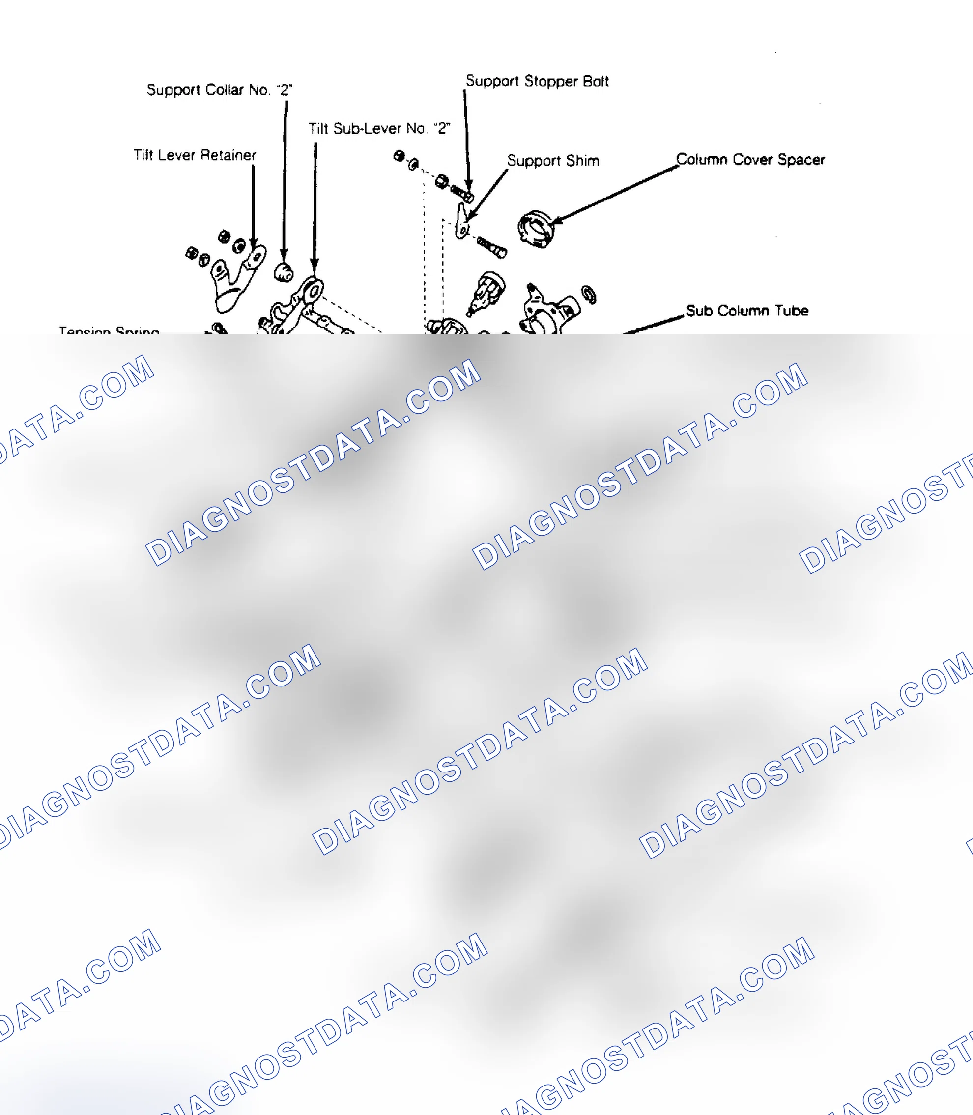 Scheme 2: Exploded View of Celica, Cressida & Supra Steering Column Assembly Celica is shown. Cressida and Supra are similar. Courtesy of Toyota Motor Sales, U.S.A., Inc.