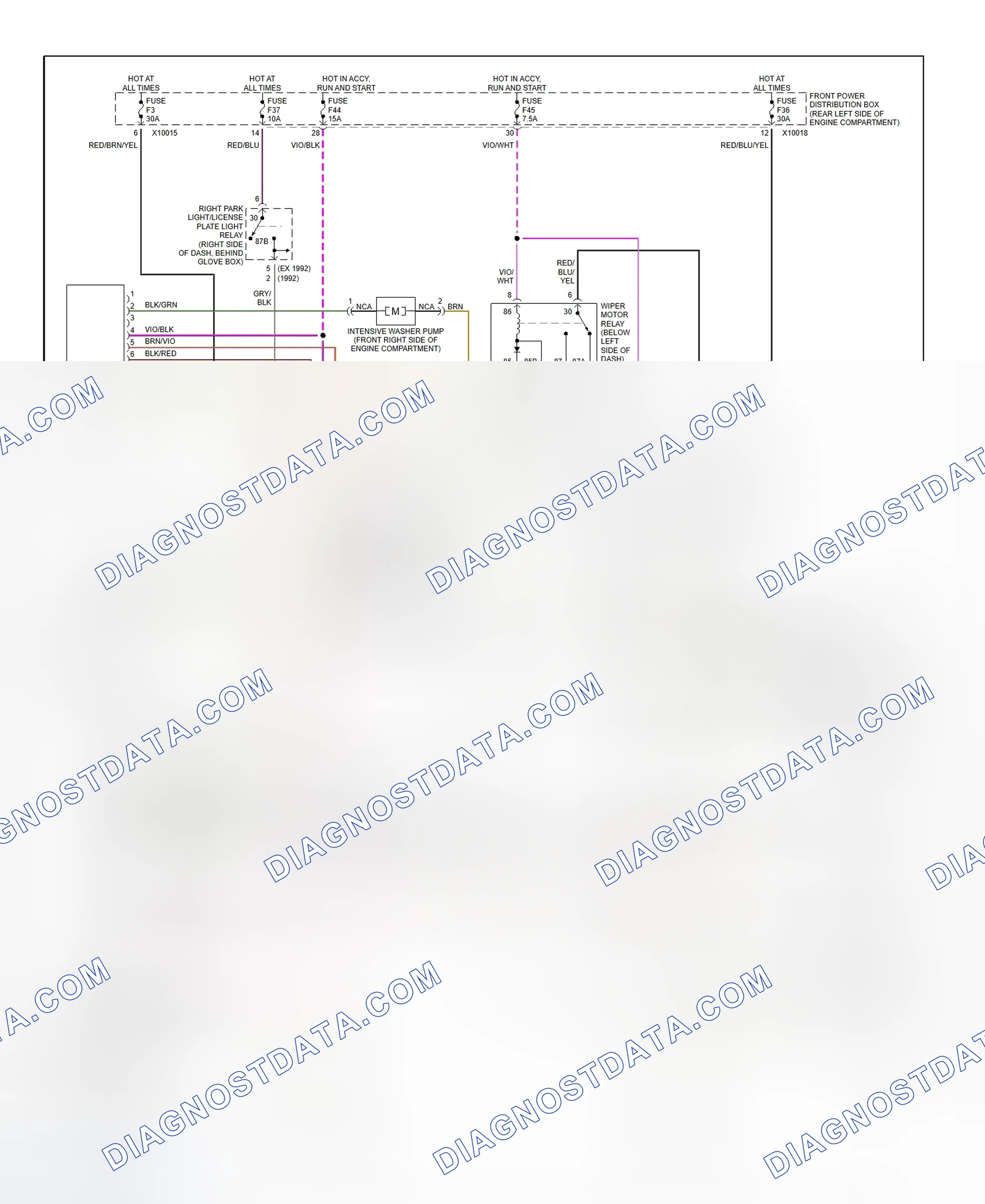 Fig. 4: Headlight/Foglight & Wiper/Washer System Wiring Diagram (Canada)