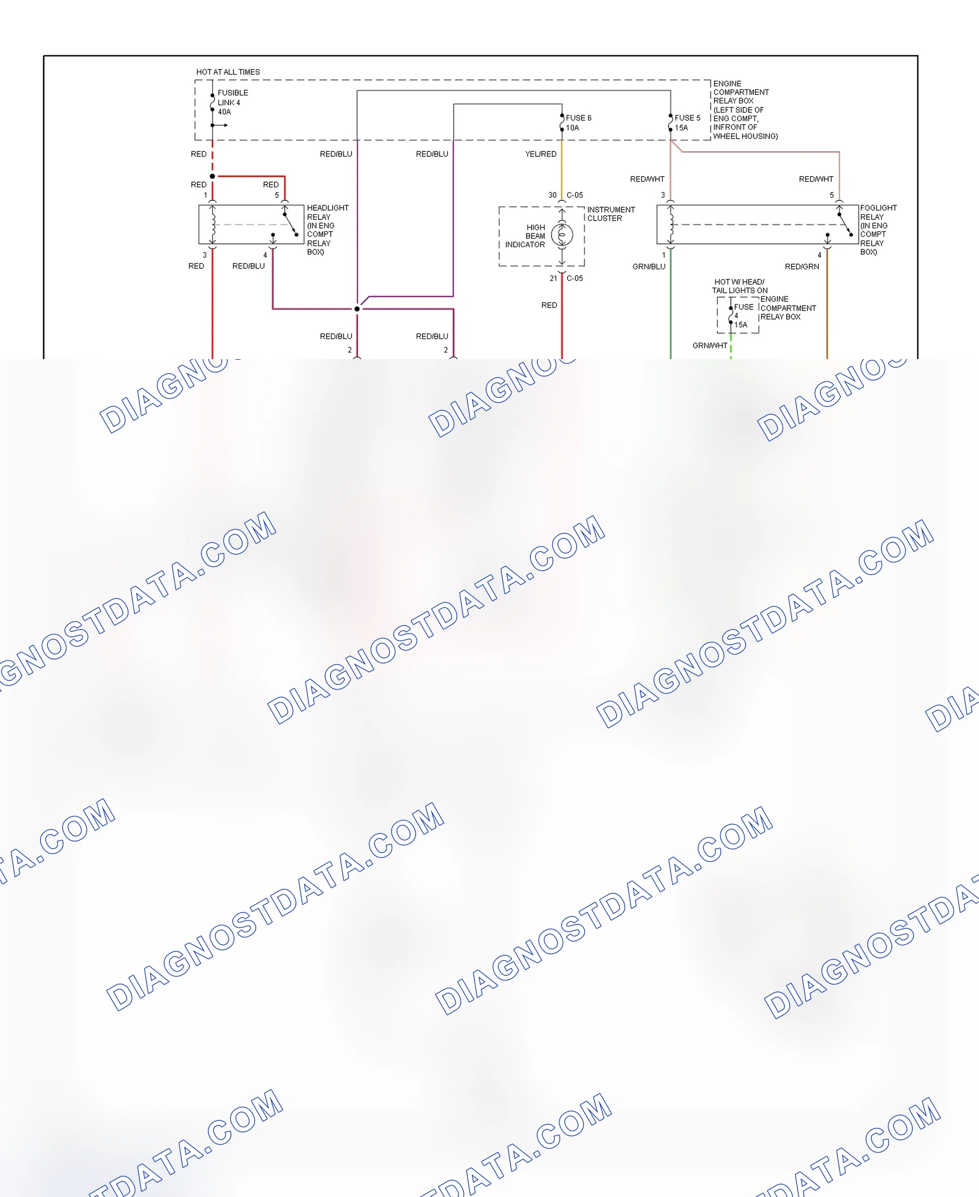 Scheme 1: Headlight System Wiring Diagram (Avenger & Sebring Coupe)