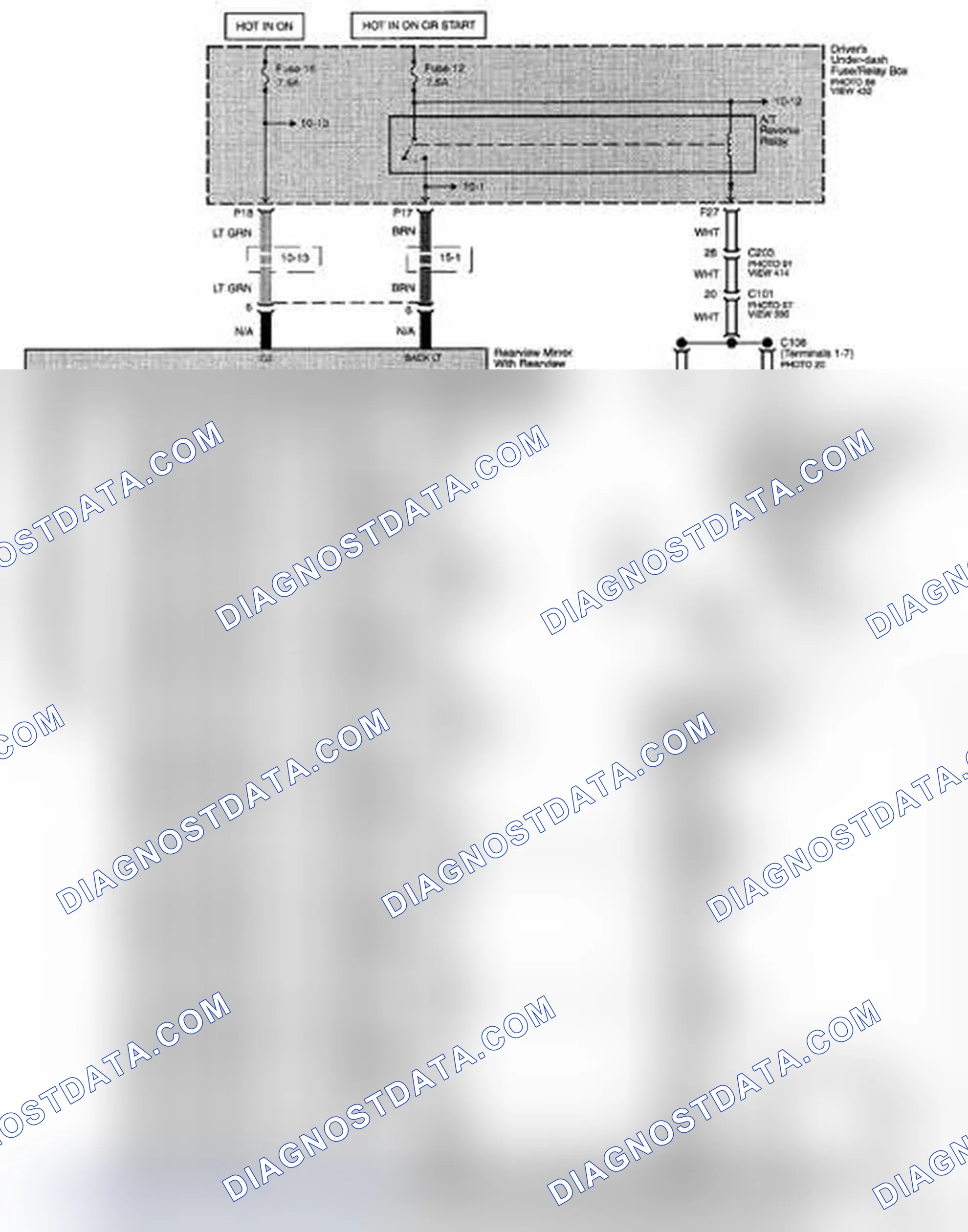 Scheme 301: Automatic Dimming Inside Mirror Circuit Diagram - Without Navigation (Page 142)