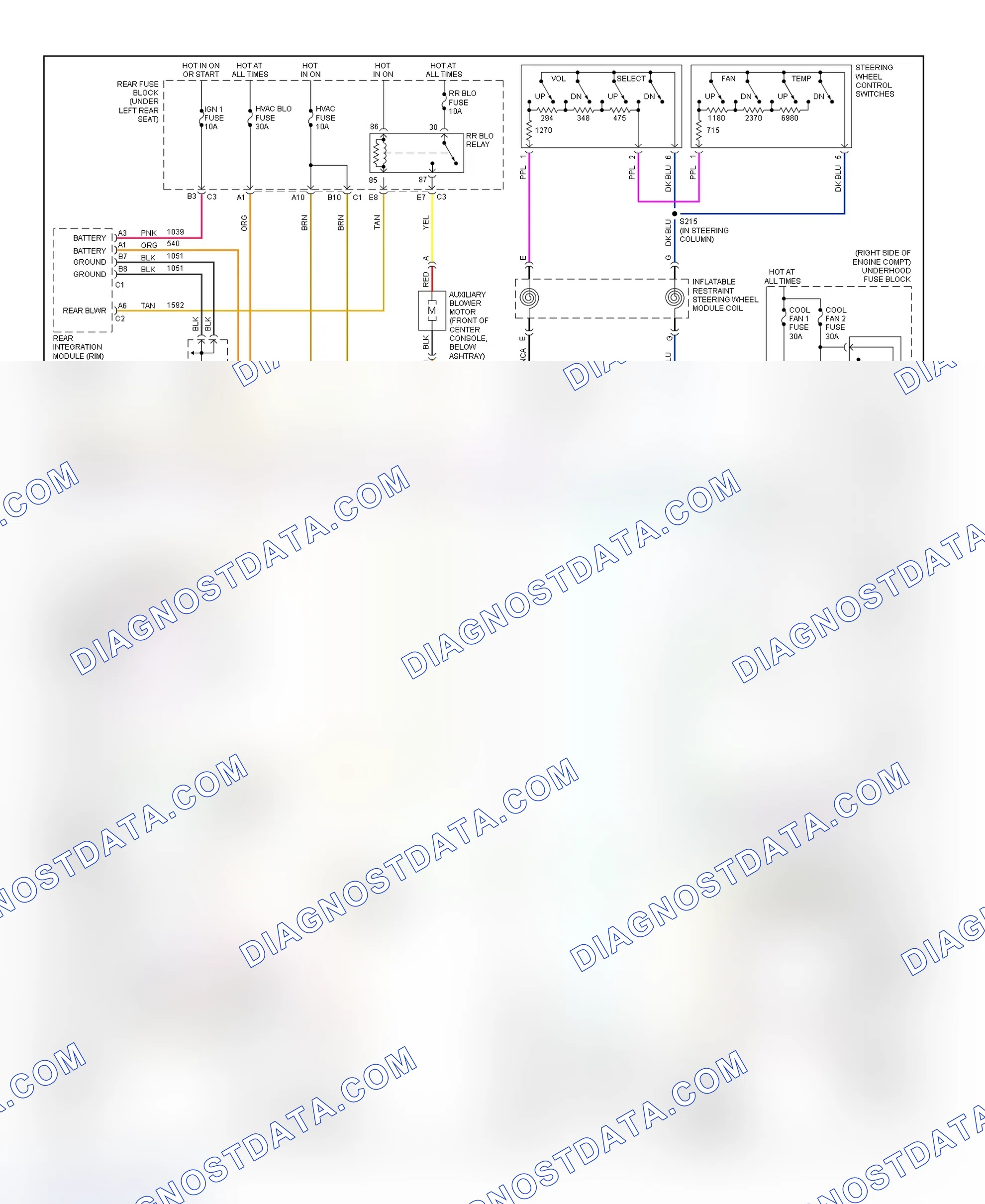 Scheme 15: Automatic A/C-Heater System Wiring Diagram (2001 Seville - 2 Of 2)