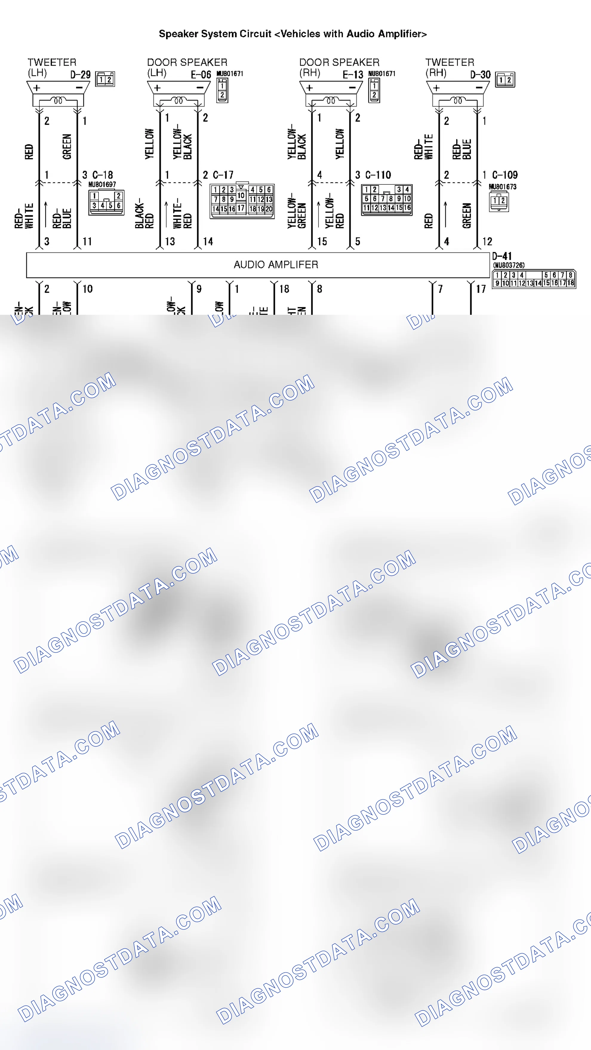 Scheme 383: INSPECTION PROCEDURE 4: No Sound from One Speaker < Vehicles with Audio Amplifier >