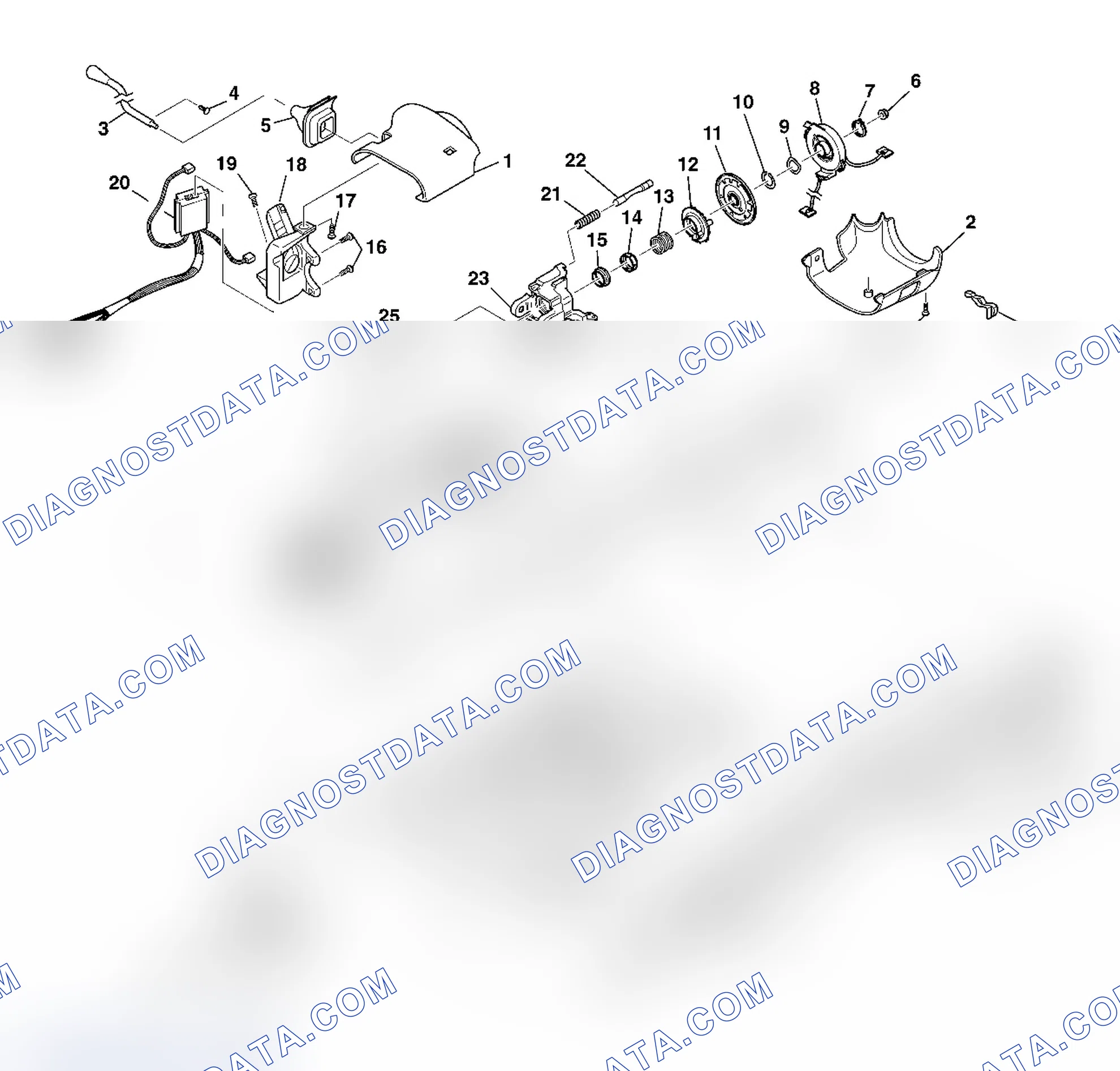 Scheme 1: Steering Column Disassembled View (Column Shift and Floor Shift Tilt)