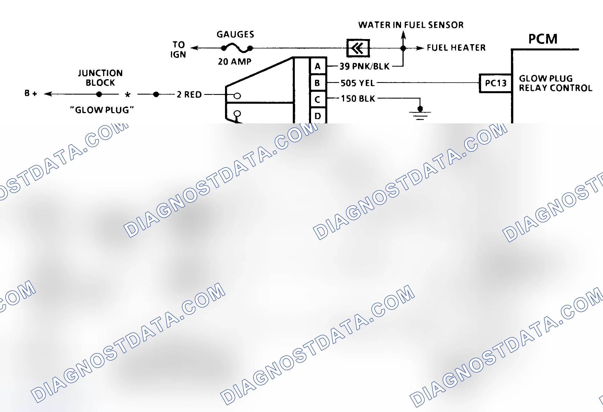 Scheme 192: DTC 29 Schematic ("C" & "K" Series) Glow Plug Relay Circuit Fault