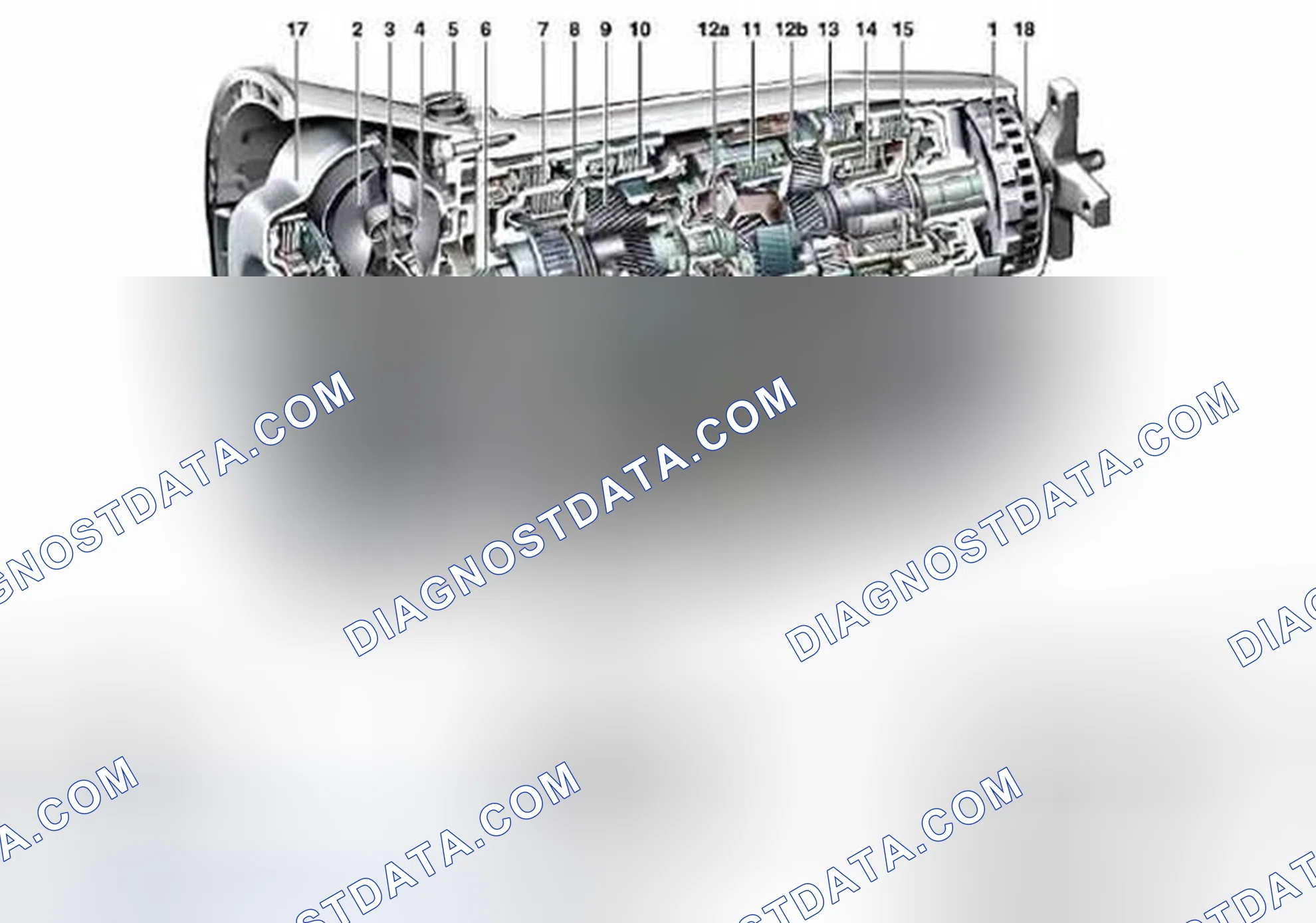 Scheme 25: Identifying Automatic Transmission Mechanical Parts Location (Transmission 722.9)