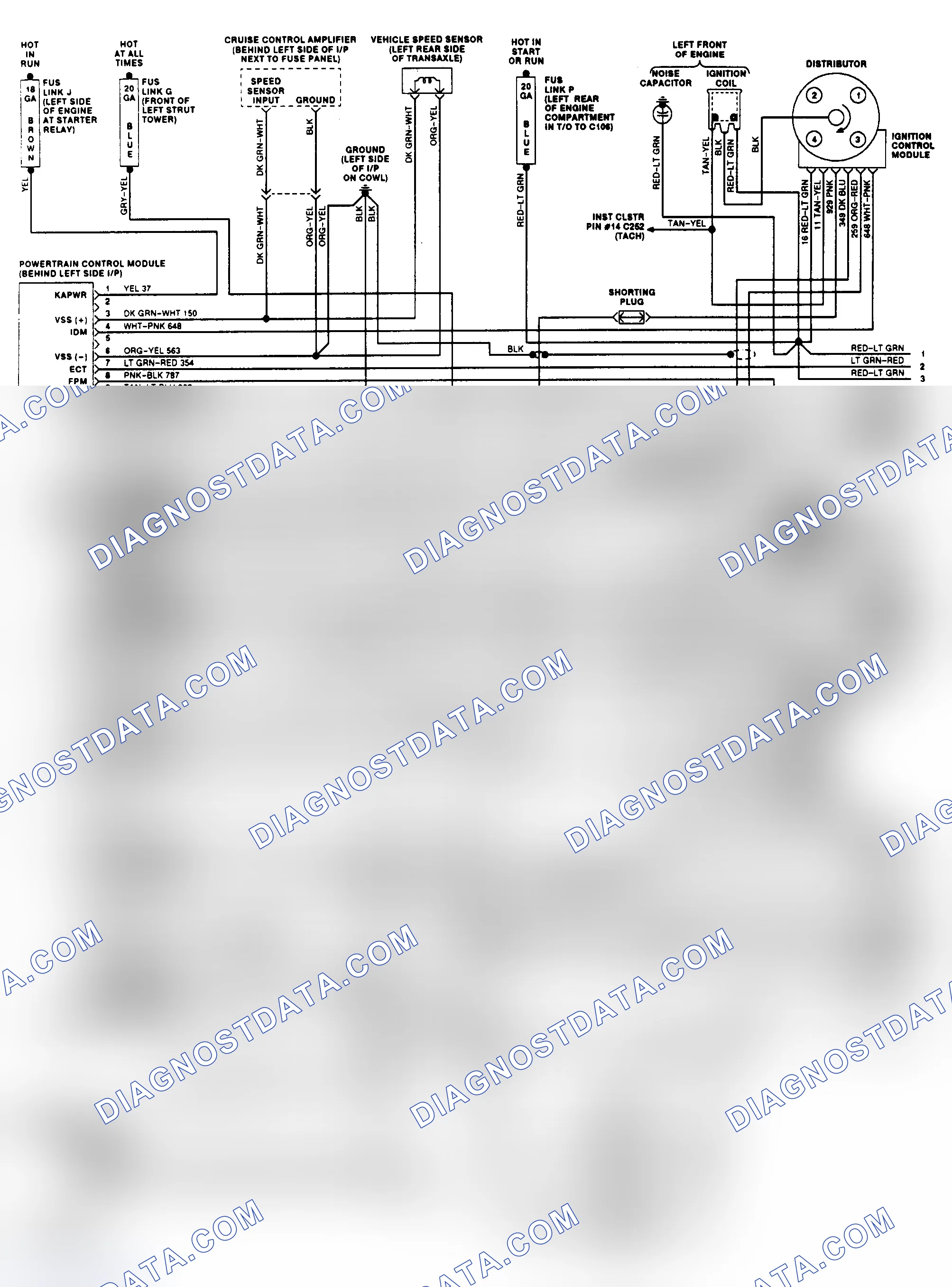 Scheme 152: EEC-IV Wiring Diagram (Tempo/Topaz 2.3L - 1 of 2)